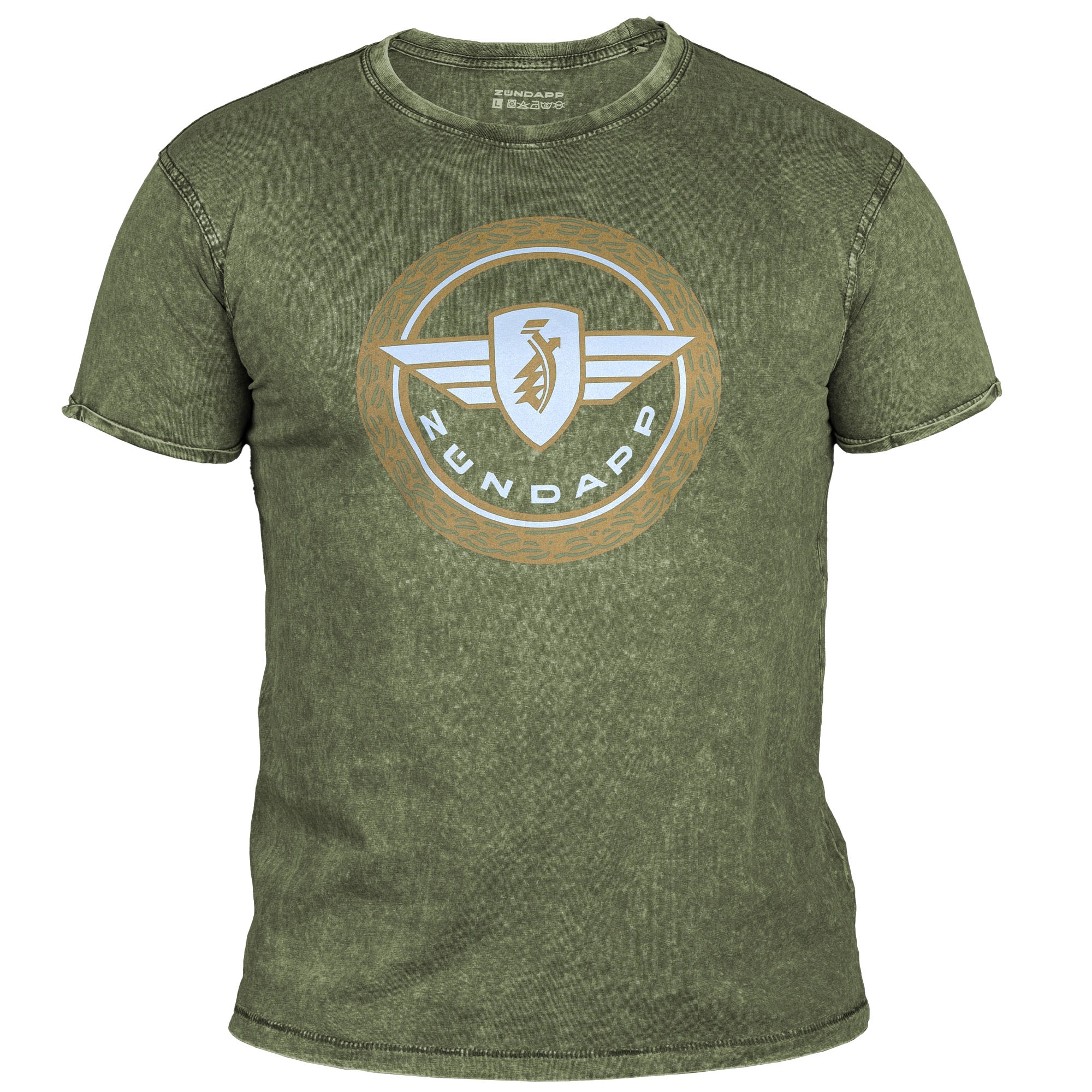 Z&uuml;ndapp Logo T-Shirt mit Print snow washed meliert Damen Herren Shirt retro Merchandise Shortsleeve Oberteil kurzarm 