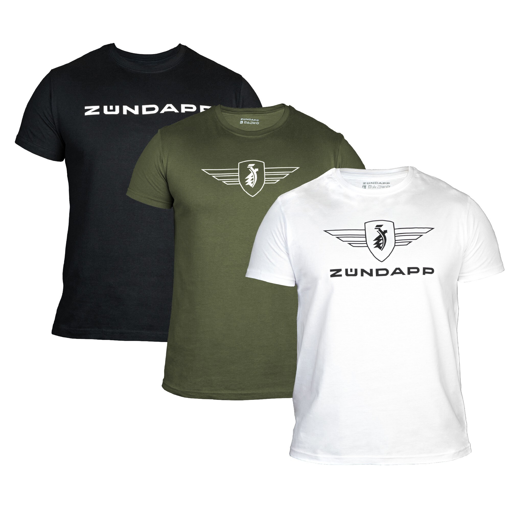 3 Z&uuml;ndapp T-Shirt mit Print retro f&uuml;r Herren oder Damen S - XXL Dreierpack Basic Shirt unisex 100 % Baumwolle 