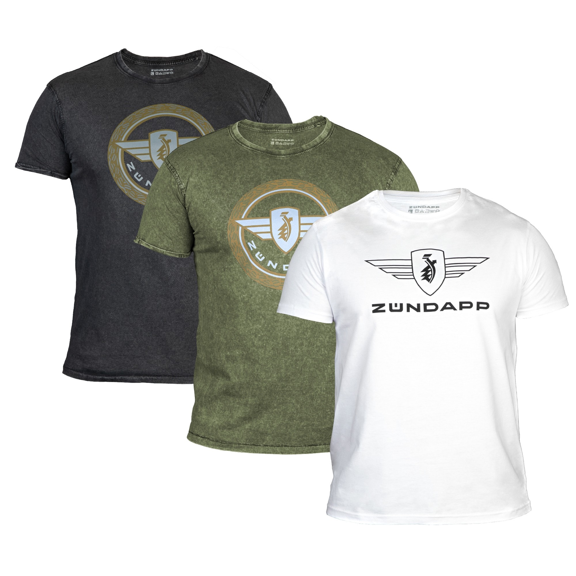 3 Z&uuml;ndapp T-Shirt mit Print retro f&uuml;r Herren oder Damen S - XXL Dreierpack Basic Shirt unisex 100 % Baumwolle 