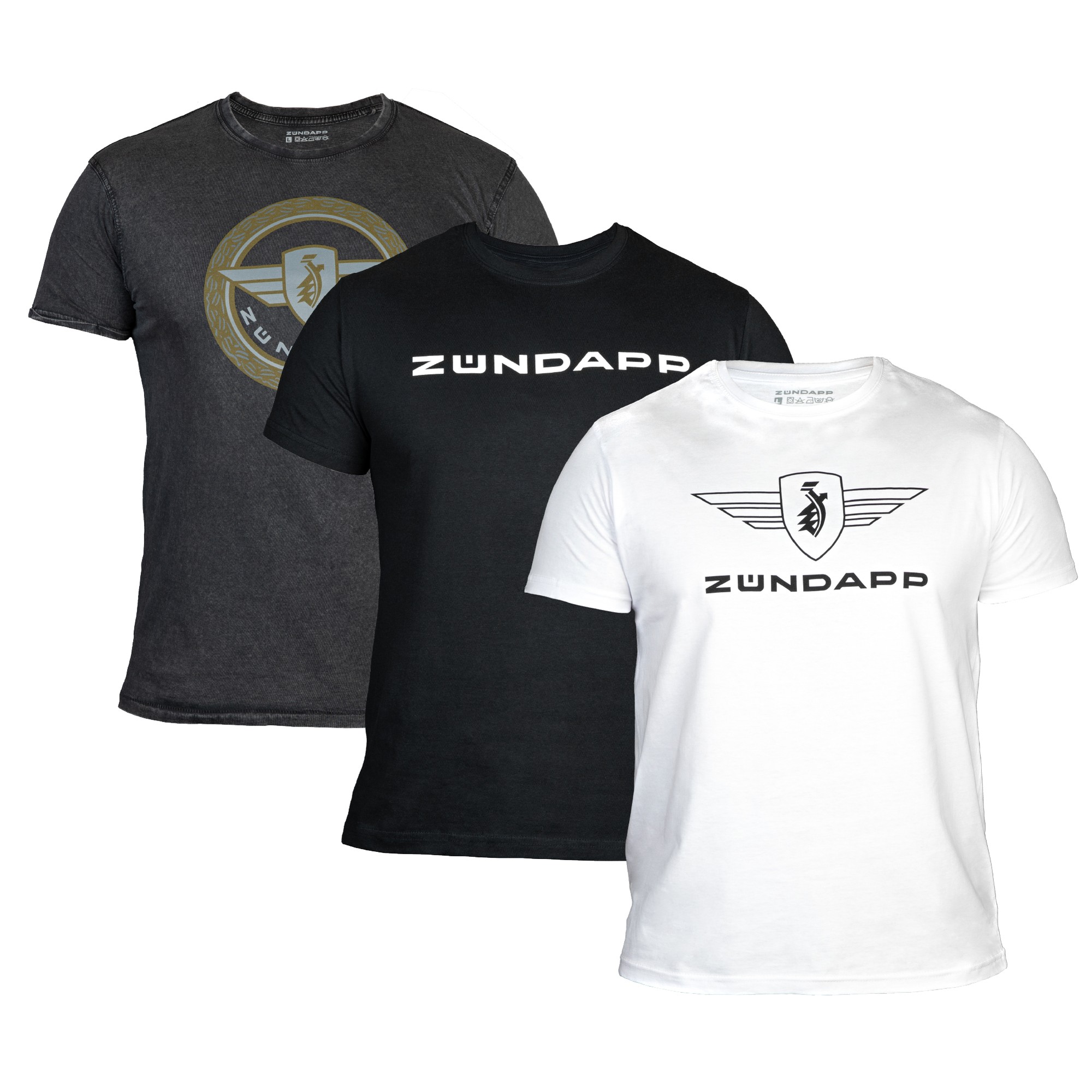 3 Z&uuml;ndapp T-Shirt mit Print retro f&uuml;r Herren oder Damen S - XXL Dreierpack Basic Shirt unisex 100 % Baumwolle 