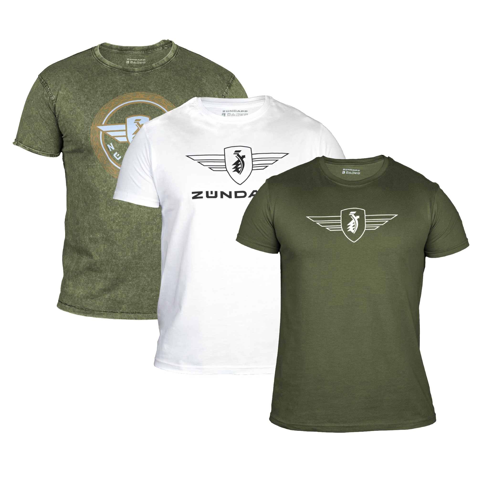 3 Z&uuml;ndapp T-Shirt mit Print retro f&uuml;r Herren oder Damen S - XXL Dreierpack Basic Shirt unisex 100 % Baumwolle 