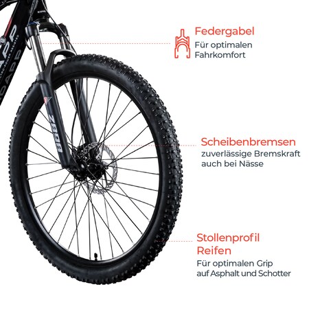 cm - Mountainbike online Pedelec Marktkauf MTB bestellen E-Bike E 170 190 bei Gang Zündapp 27,5 Zoll Hardtail Z898 24