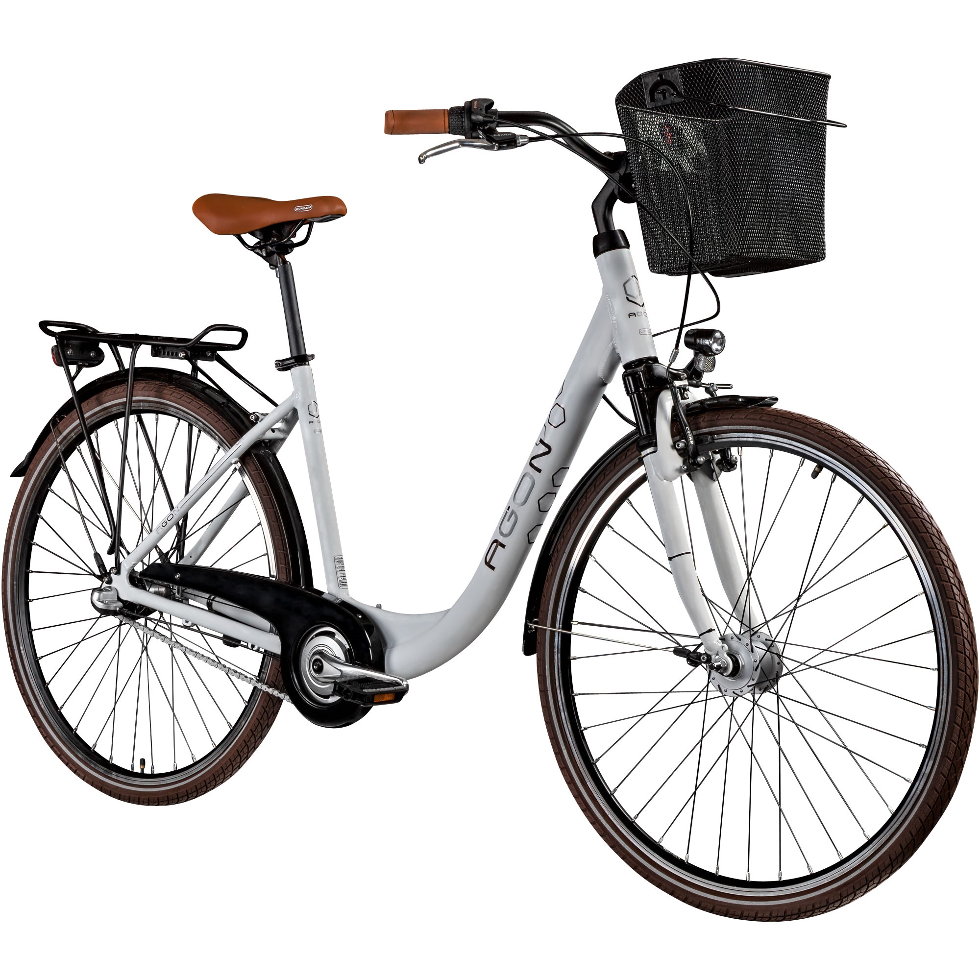 Agon City Life Damenfahrrad 28 Zoll 700c Fahrrad f&uuml;r Damen wei&szlig;/braun 