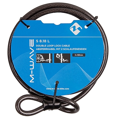 M-Wave S 8.18 L Schlaufenkabel 8 x 1800 mm Kabel für Fahrradschloss 