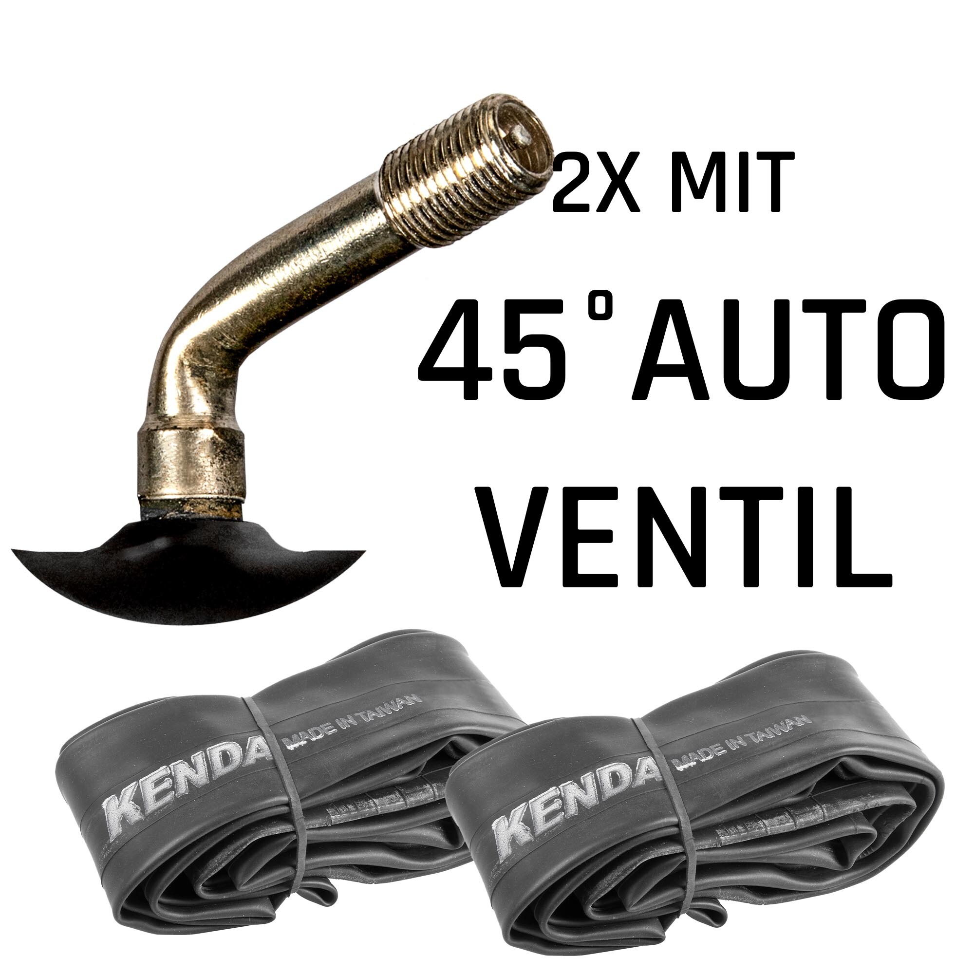 Kenda Fahrradschlauch universal Fahrrad 2 Schl&auml;uche 12,5" x 1,75" - 2,25" Autoventil 45&deg; Winkel 