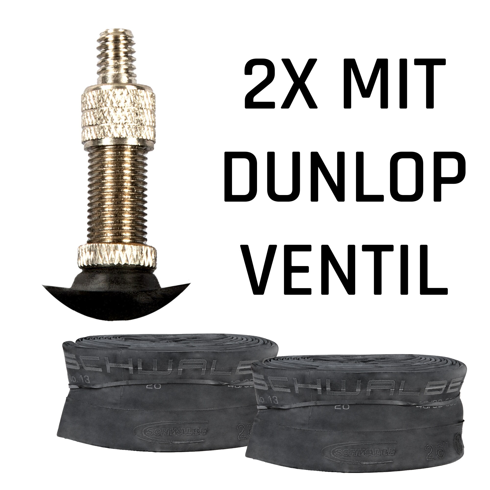 Schwalbe Fahrradschlauch universal Fahrradschl&auml;uche Fahrrad 2 Schl&auml;uche 24" x 1,50" - 2,50" DV 40 mm 