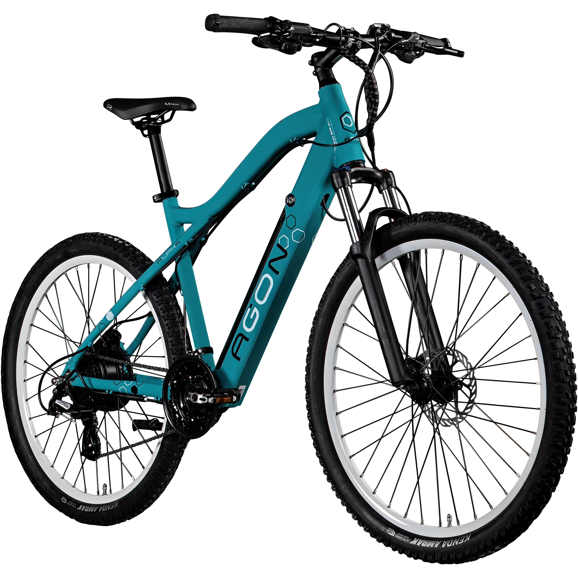 Agon Alpha E Bike Mountainbike Herren oder Damen 170 - 190 cm Pedelec 27,5 Zoll t&uuml;rkisblau 