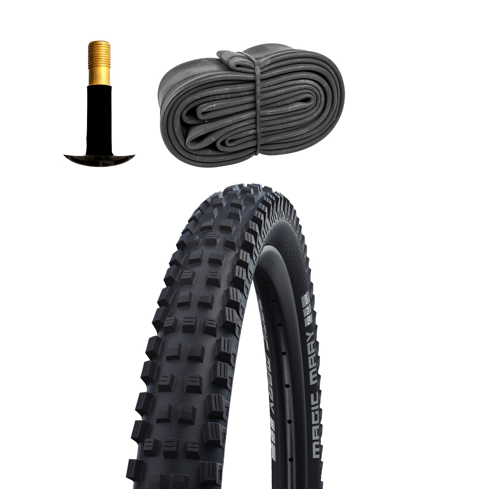 Magic Mary Fahrradreifen Enduro MTB 29 Zoll E Mountainbike Reifen Downhill 29" x 2,40" mit Schlauch AV Addix Soft Super Gravity