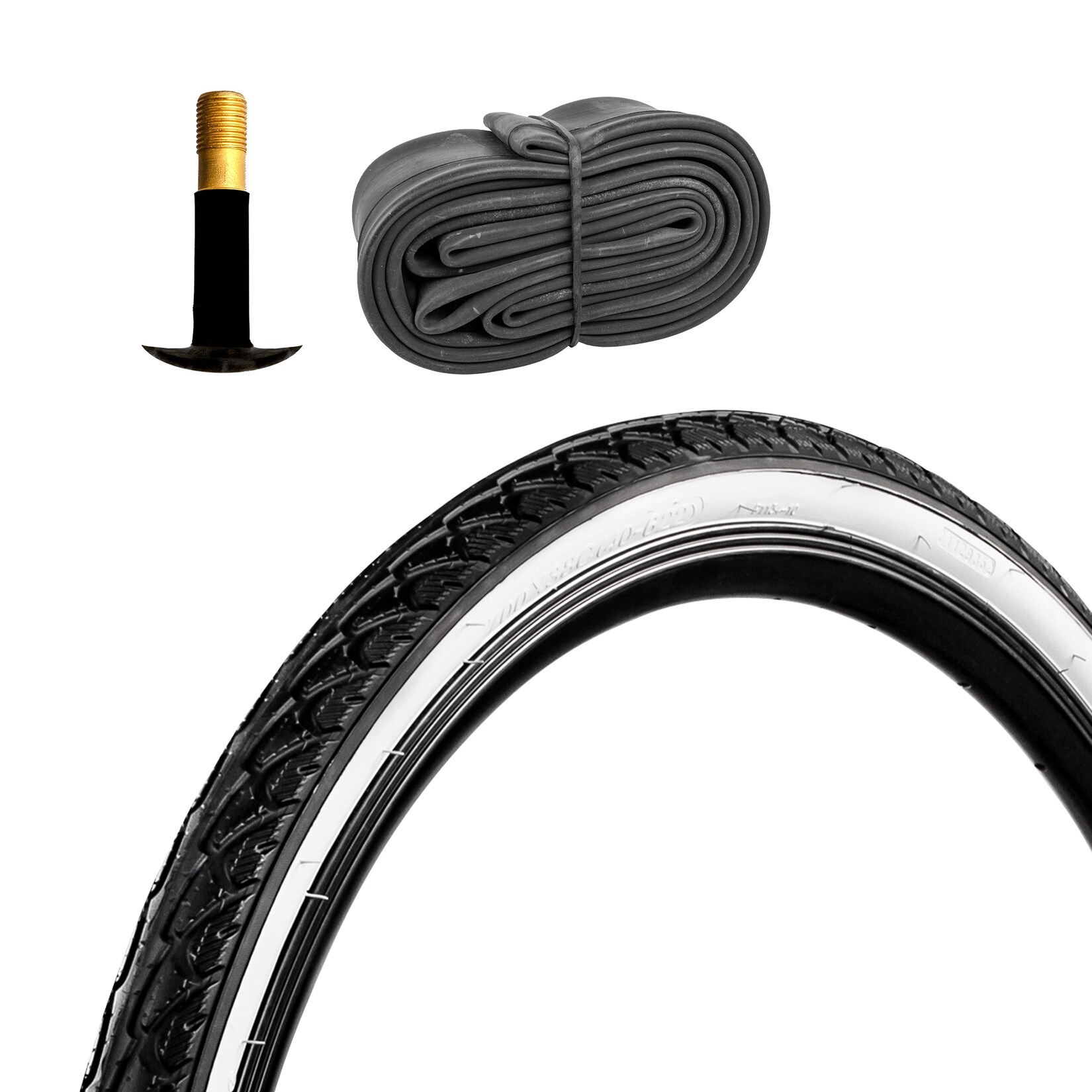 Fahrradreifen Drahtreifen Whitewall Cityreifen 1 Reifen 28 x 1,5" schwarz/weiß mit 1 Schlauch AV