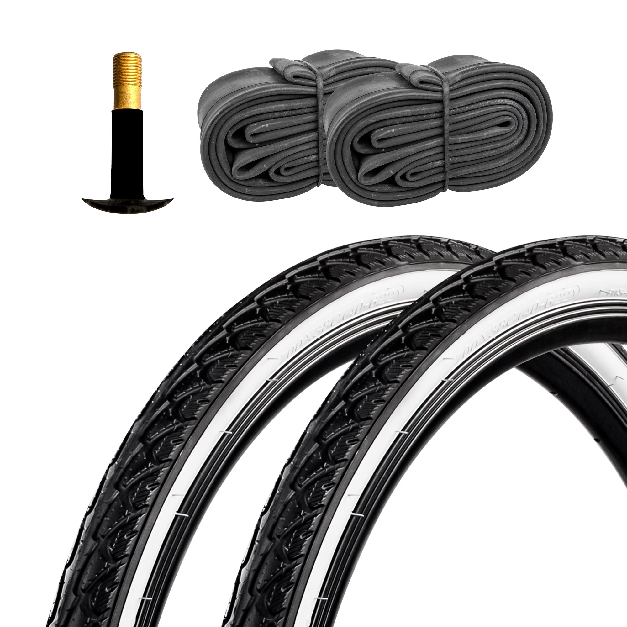 Pentagon Sports Fahrradreifen Drahtreifen Whitewall Cityreifen 2 Reifen 28 x 1,5" schwarz/wei&szlig; mit 2 Schl&auml;uchen FV 