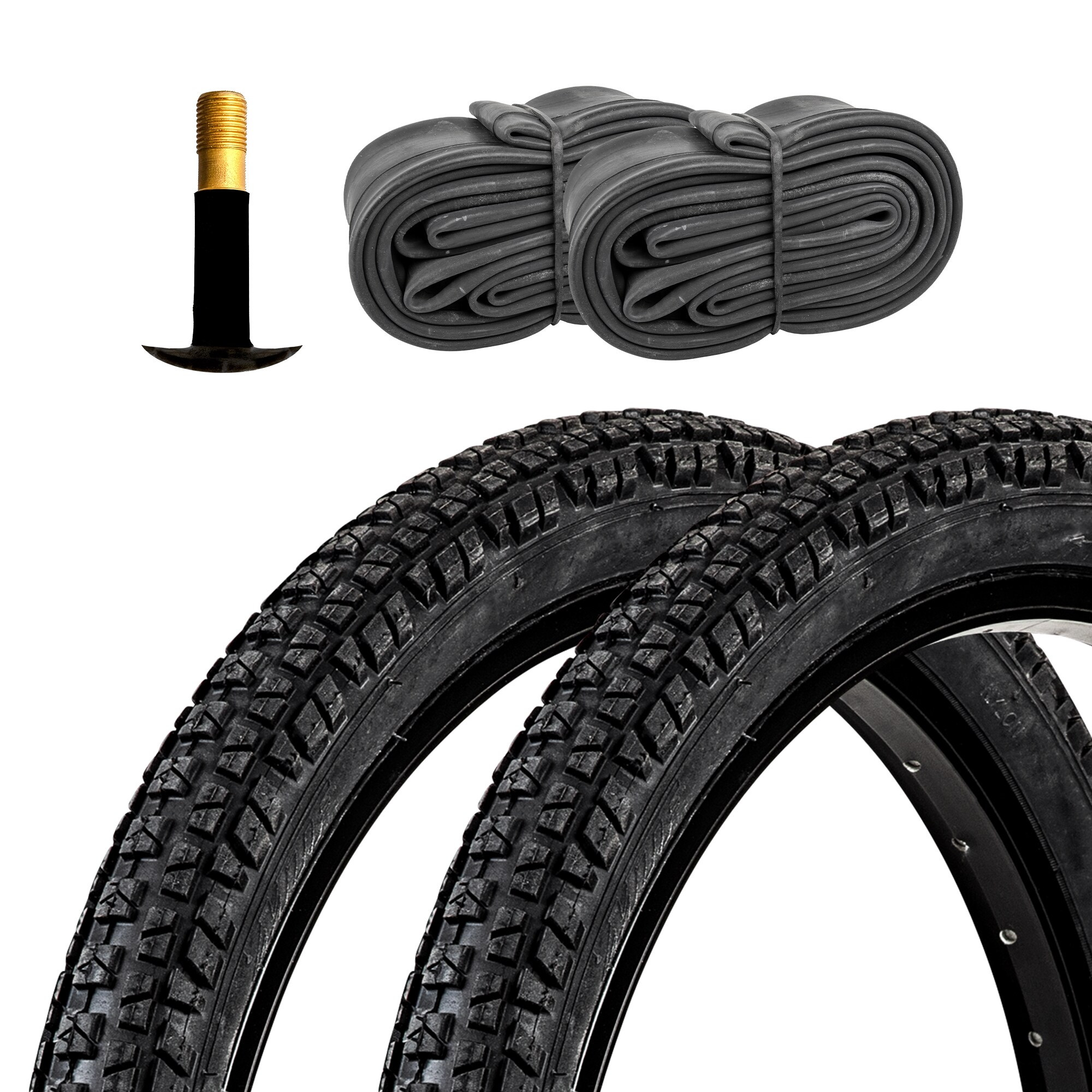RMS Nr. 2 Fahrradreifen 20 X 1,95 (50-406) + 2 Schläuche – Für Mountainbikes, Schwarz