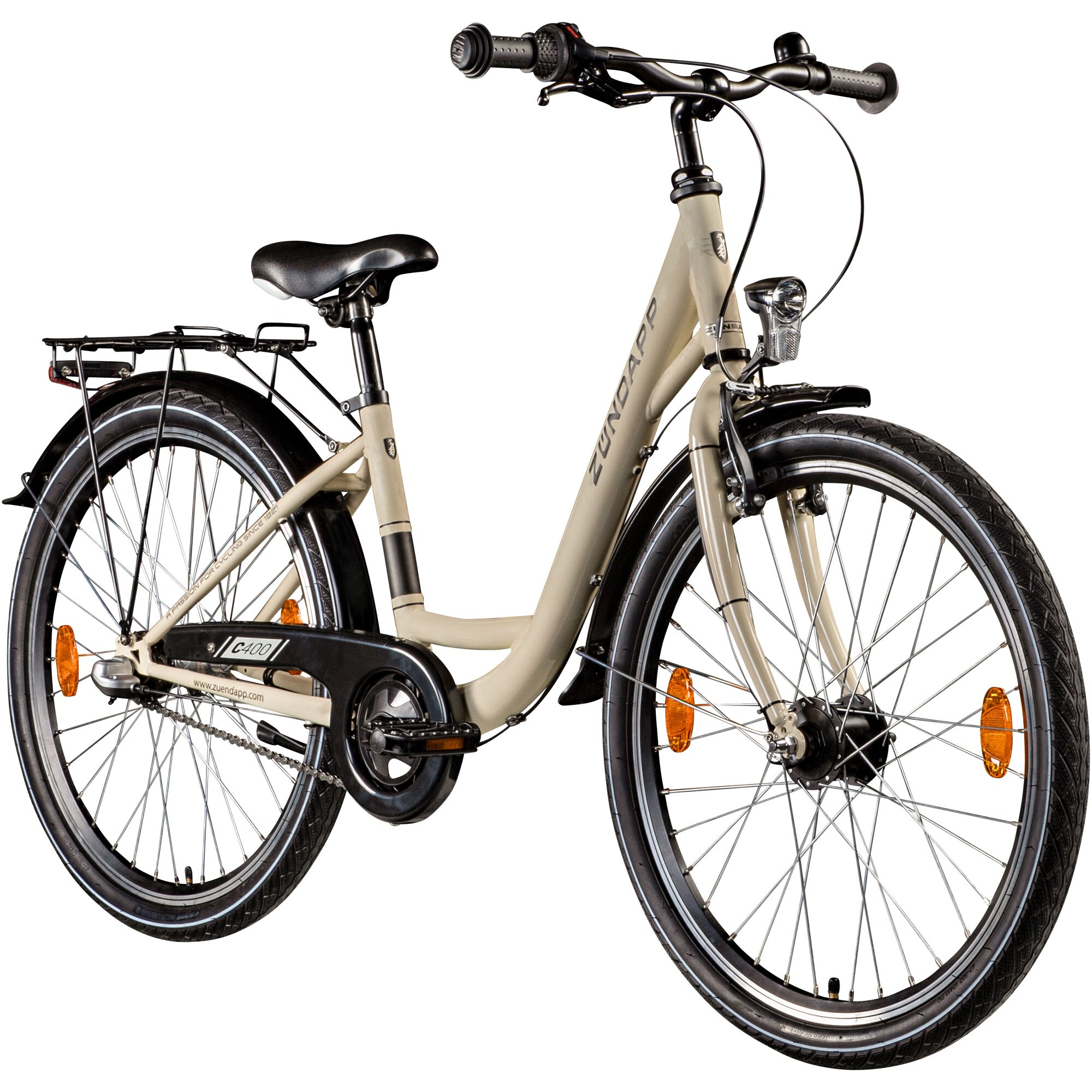 Z&uuml;ndapp C400 Jugendfahrrad 24 Zoll Fahrrad ab 130-145 cm 3 Gang Tiefeinsteiger beige 
