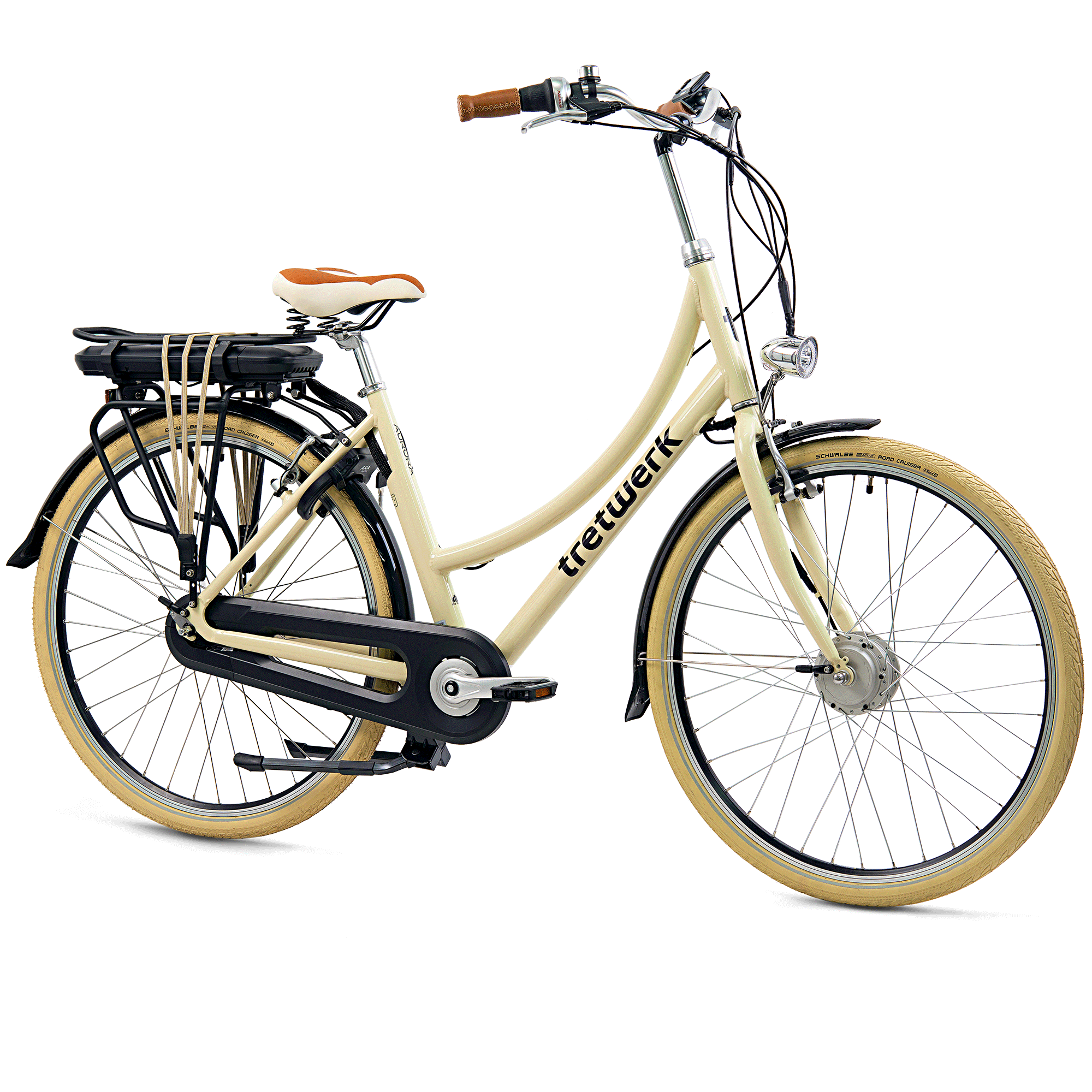 Tretwerk Aurora E Bike Damen 28 Zoll Elektrofahrrad 165 - 185 cm retro Hollandrad E Damenfahrrad mit Nabenschaltung und R&uuml;cktritt 