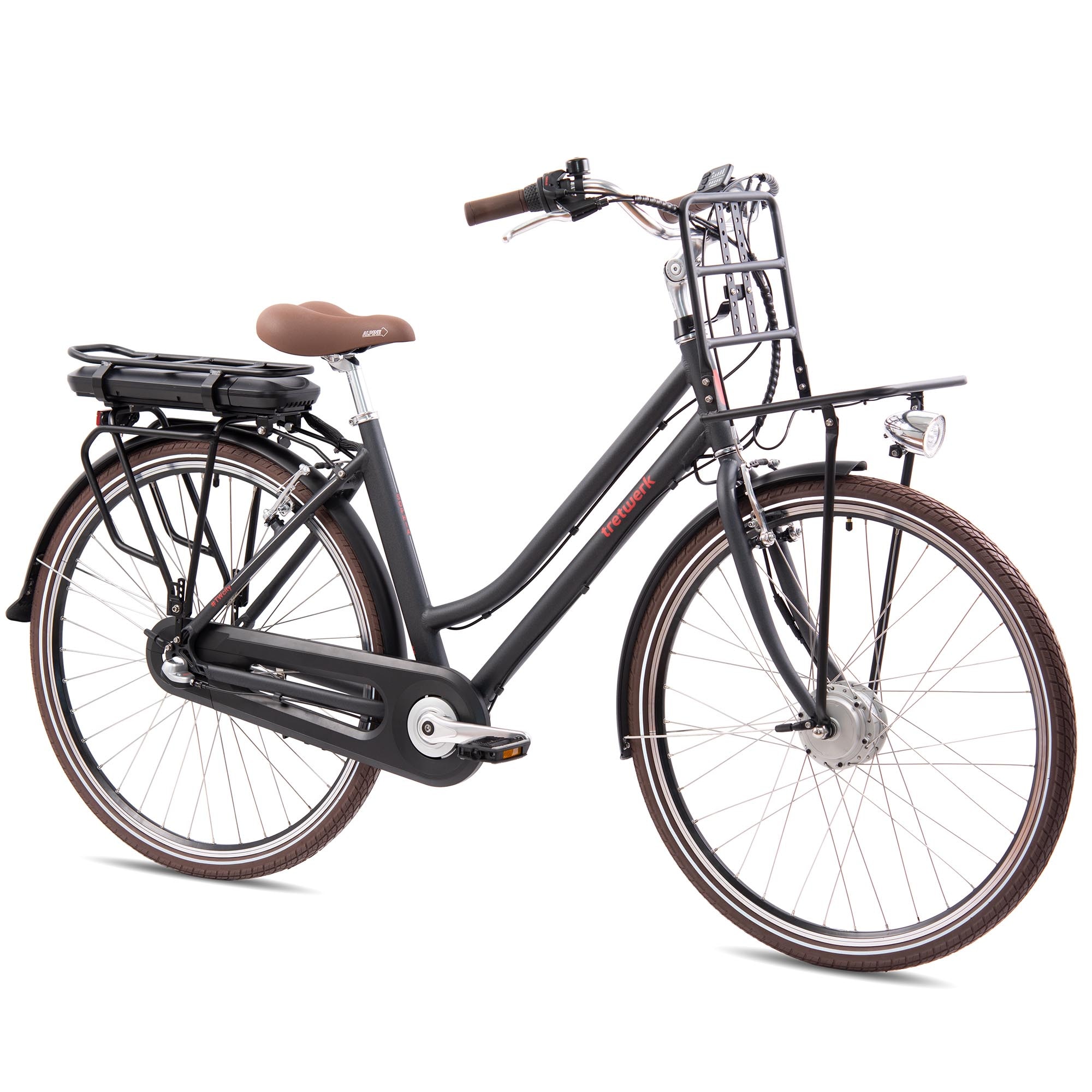 Tretwerk Sophia E Bike Damen 28 Zoll Elektrofahrrad 155 - 175 cm Hollandrad Tiefeinsteiger schwarz 