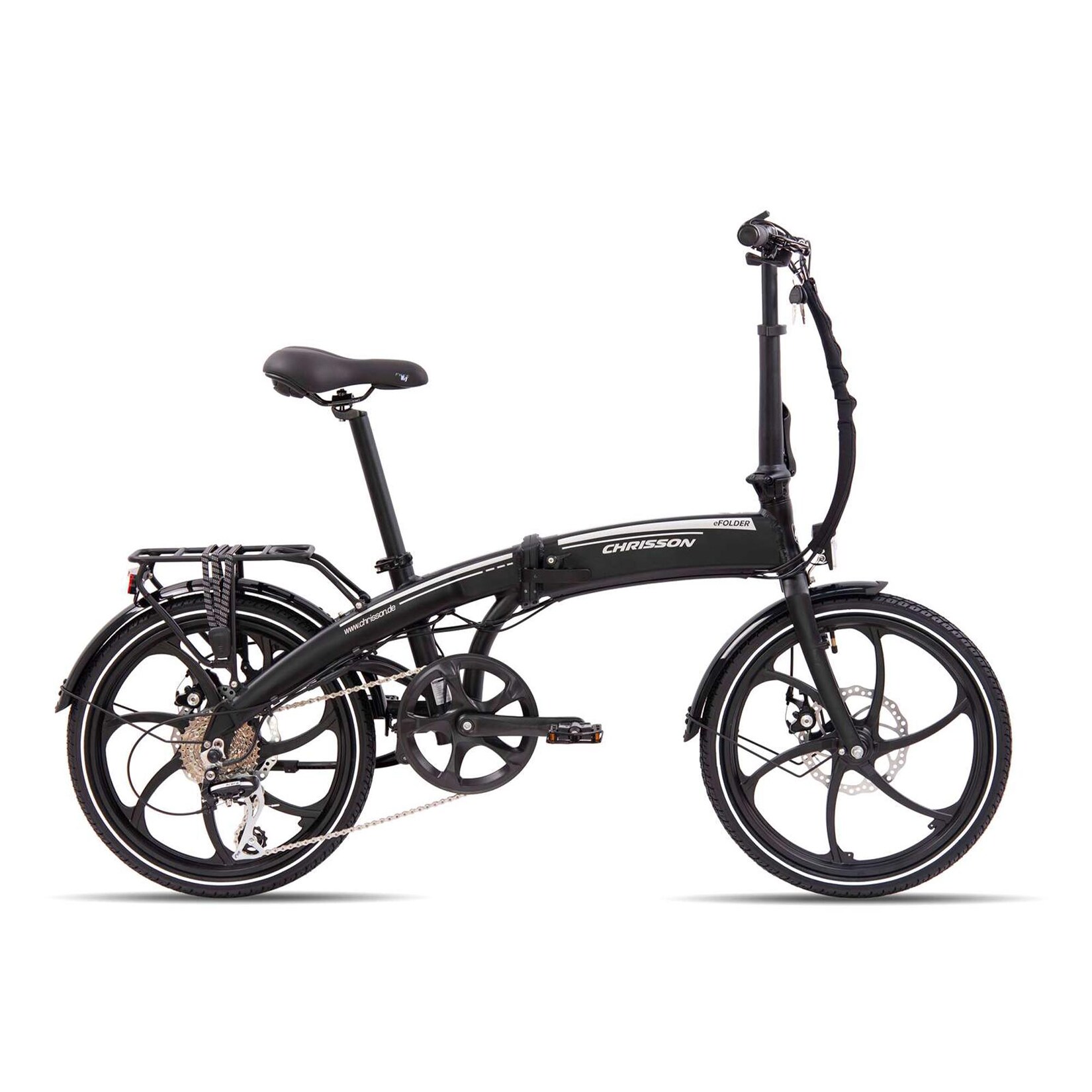 Chrisson EFolder E Bike Klapprad Damen Herren 150 - 195 cm Pedelec 20 Zoll änge Elektrofahrrad 250 W schwarz