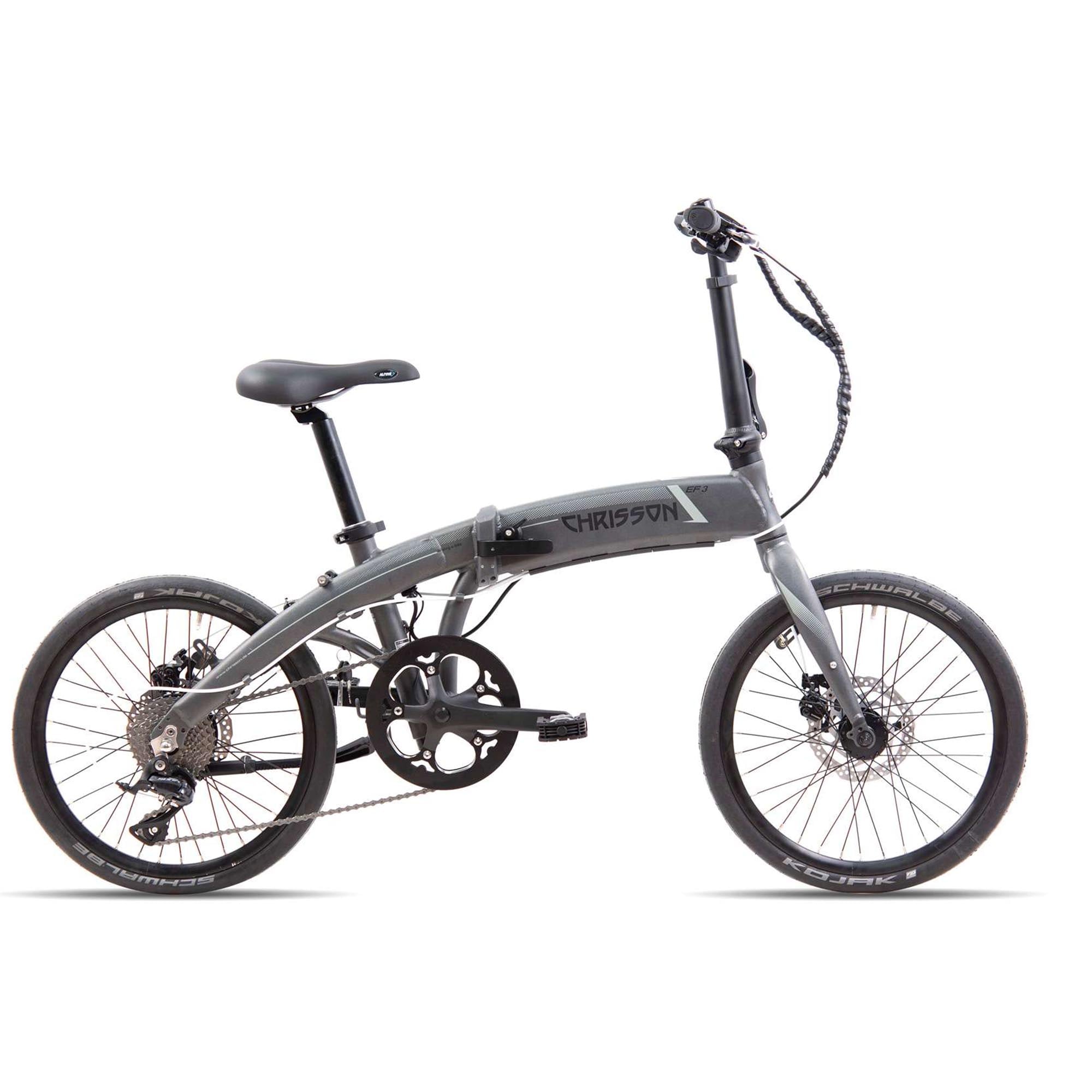 Chrisson EF3 E Bike Klapprad Damen Herren 150 - 195 cm Pedelec 20 Zoll 8 G&auml;nge Elektrofahrrad 250 W grau 32 cm 