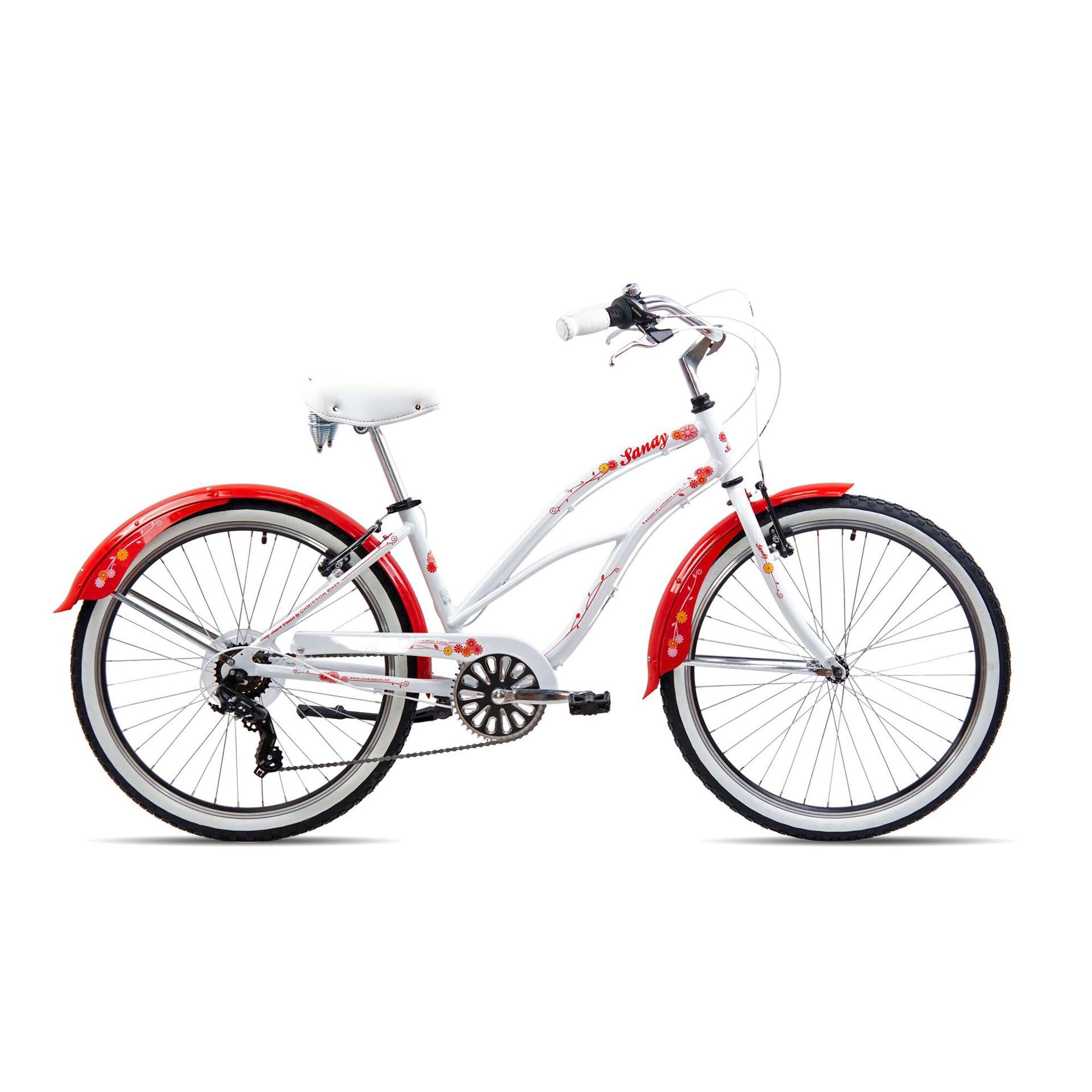 Chrisson Sandy Beachcruiser 26 Zoll Damen Herren 155 - 170 cm Fahrrad 6 Gang wei&szlig;/rot 41 cm 