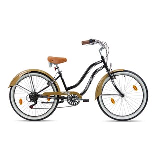 Chrisson Aloha Beachcruiser 26 Zoll Damen Herren 155 - 170 cm Fahrrad 6 Gang schwarz/gold 41 cm 