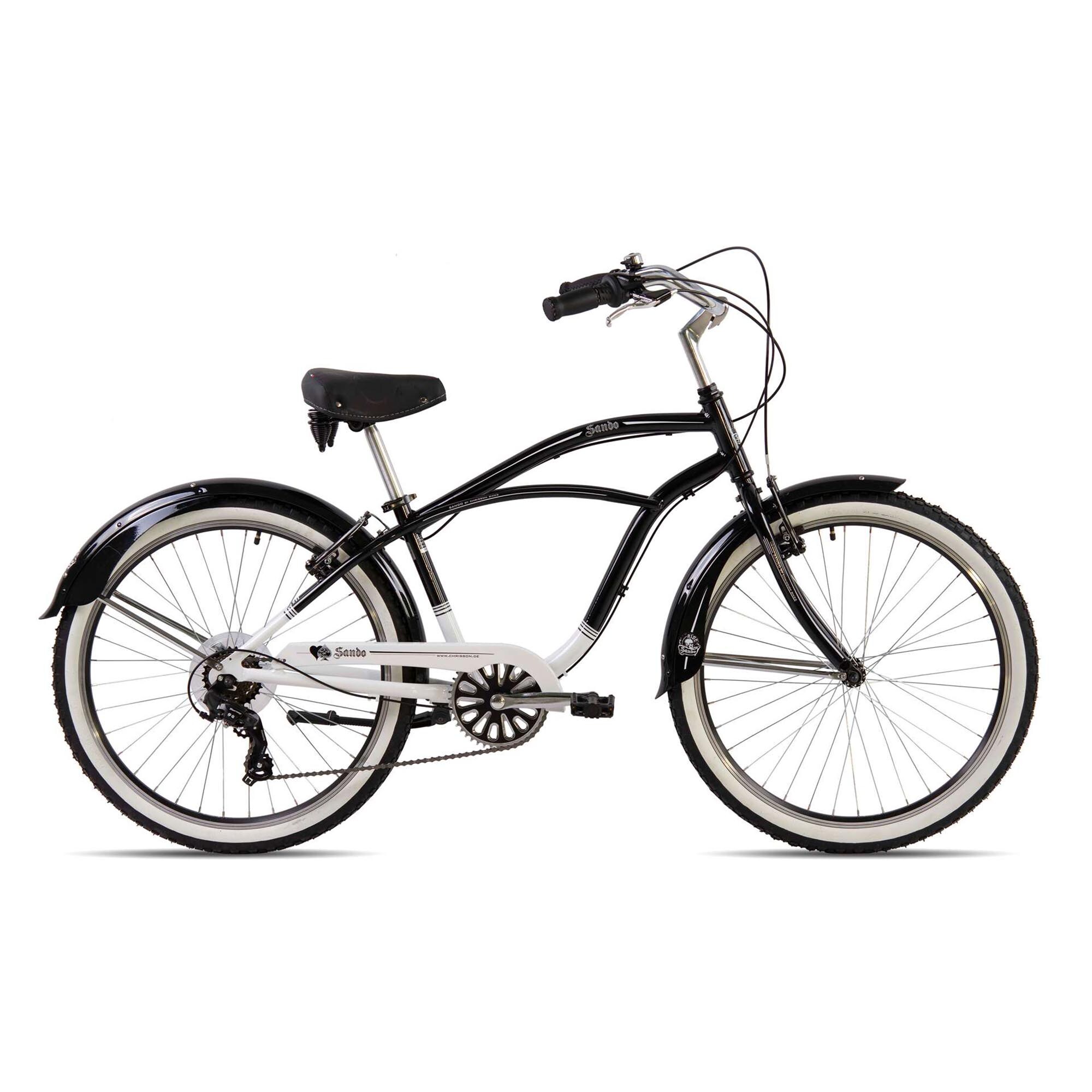 Chrisson Sando Beachcruiser 26 Zoll Damen Herren 155 - 170 cm Fahrrad 3 Gang schwarz/wei&szlig; 41 cm 