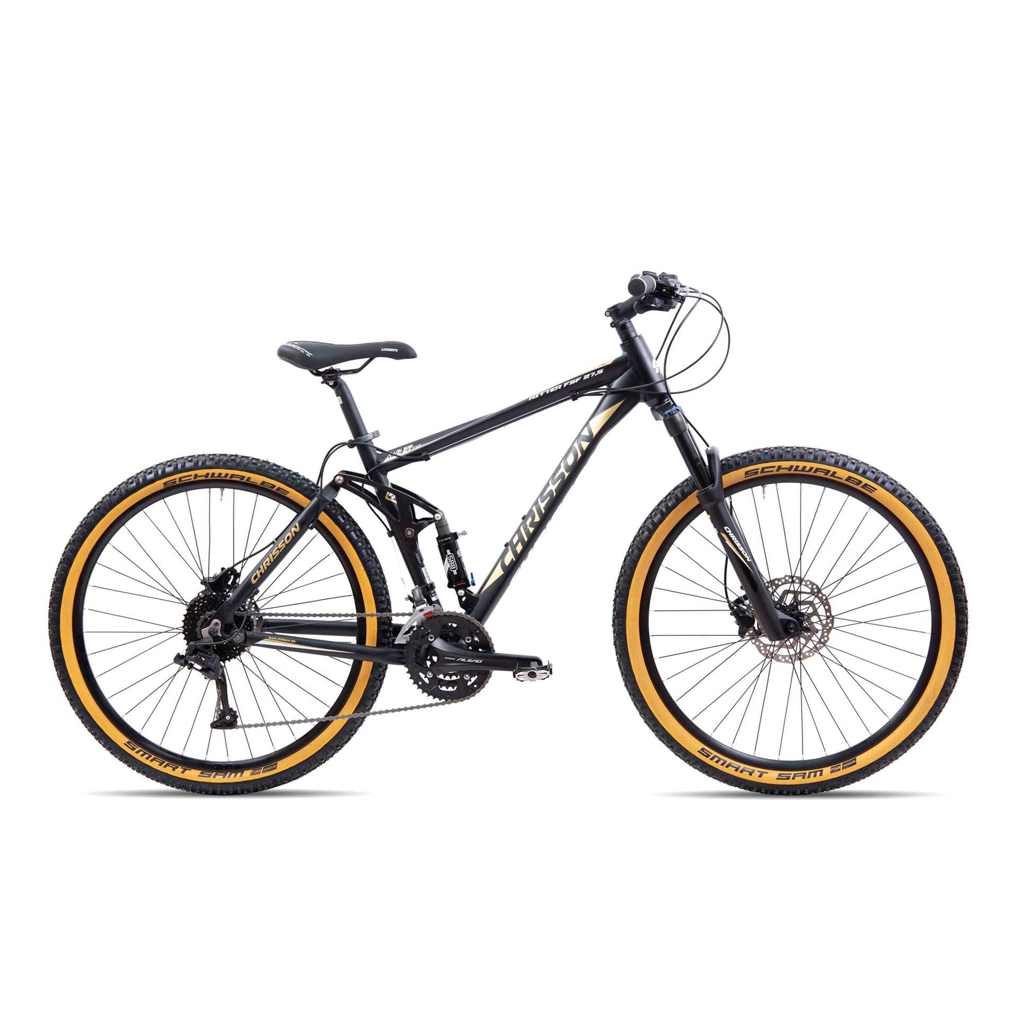 Chrisson Hitter Mountainbike Fully 27,5 Zoll Damen Herren 170 - 185 cm MTB Fahrrad 27 G&auml;nge Trailbike schwarz 46 cm 