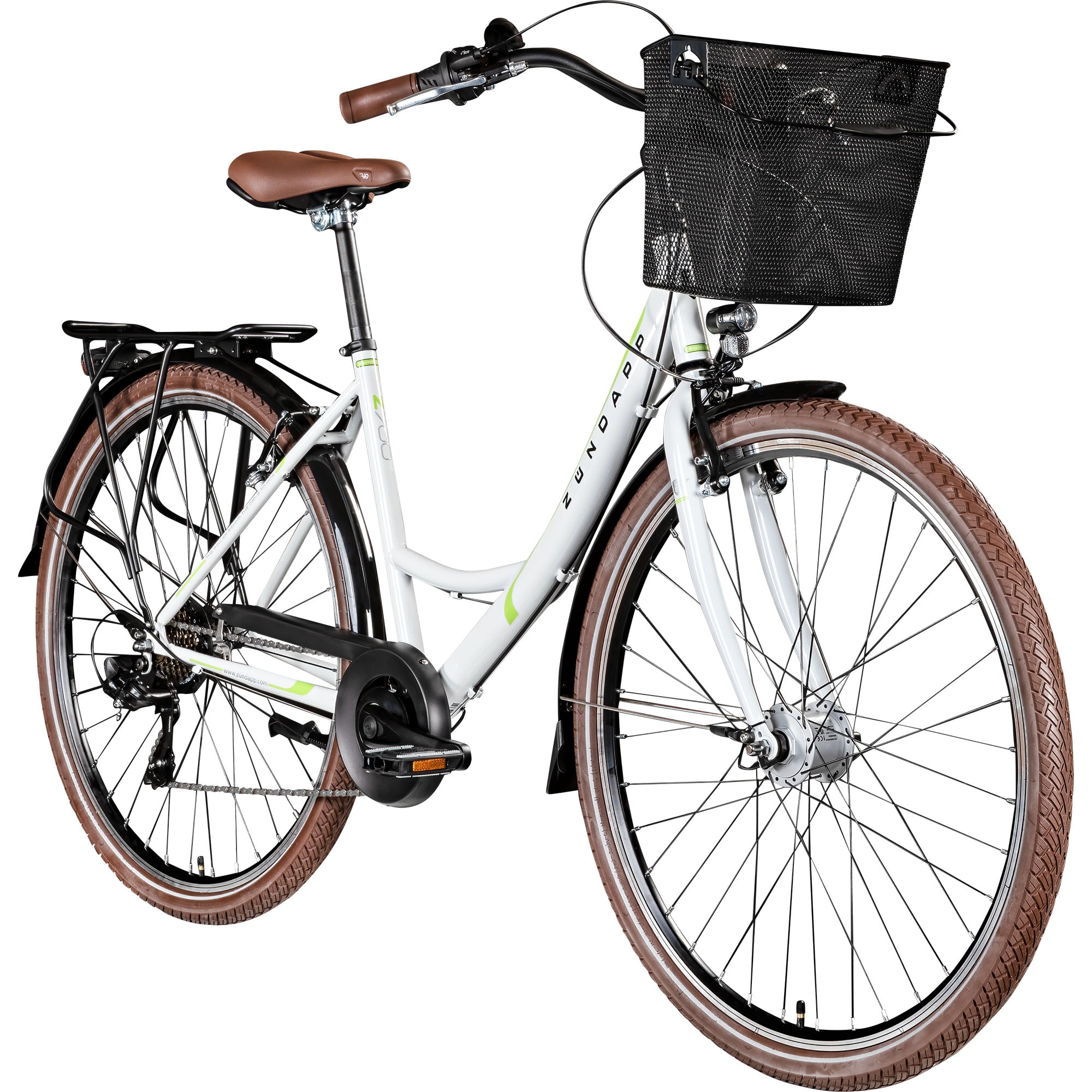 Z&uuml;ndapp Z700 Damenfahrrad 28 Zoll Fahrrad f&uuml;r Damen und Herren ab 150 cm wei&szlig;/gr&uuml;n 46 cm 