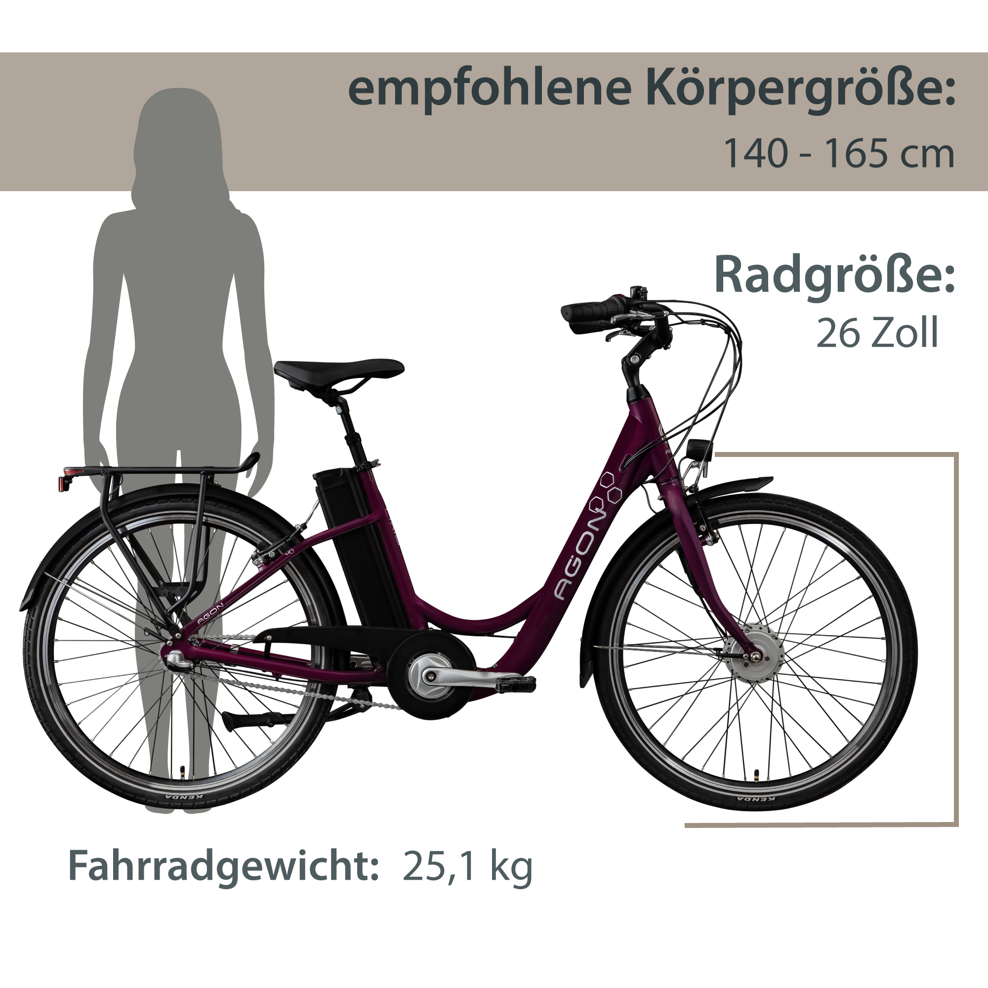 Agon Axis E-Bike 26 Zoll Citybike Damen Herren 140 - 165 cm Pedelec mit  Nabenmotor Fahrrad 3 Gang und Beleuchtung StVZO bei Marktkauf online  bestellen