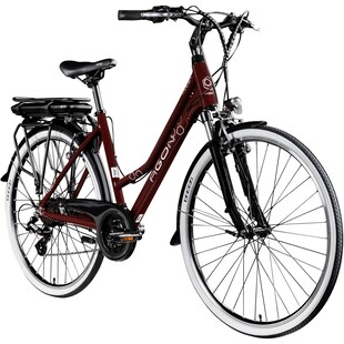 Agon Avesa E Bike Trekkingrad Damen Herren ab 155 cm mit Nabenmotor Pedelec Trekking Fahrrad mit 21 Gang und Beleuchtung StVZO Tiefeinsteiger 