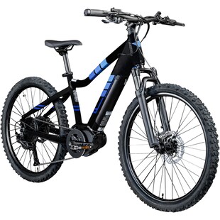 Zündapp Z240 E Bike Mountainbike 24 Zoll EMTB 130-145 cm Jugendliche ab ca. 8 Jahre Pedelec Fahrrad 9 Gang Mittelmotor schwarz blau 