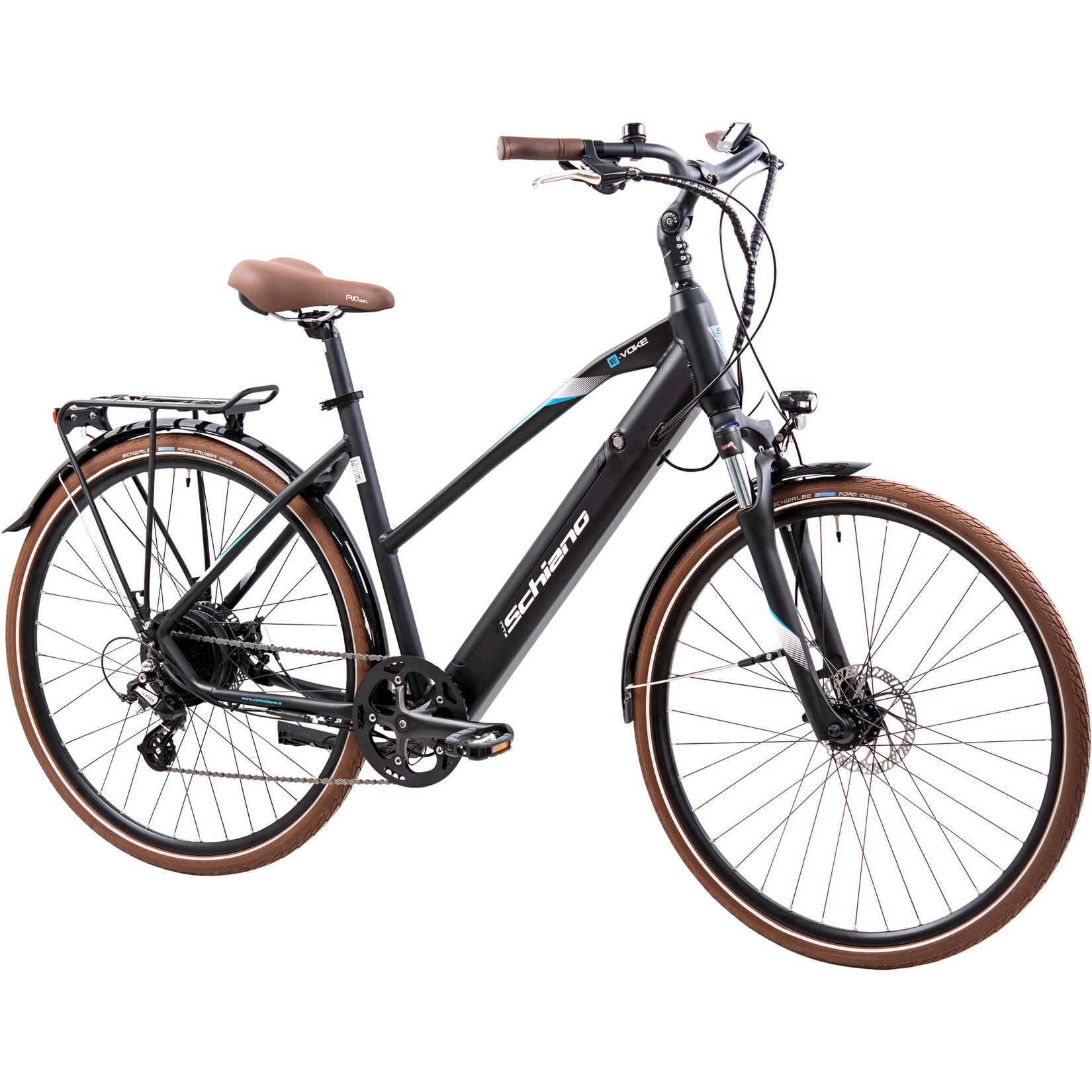 Schiano E-Voke Pedelec 28 Zoll Trekking E Bike Damen oder Herren 160-170 cm Trekkingrad 8 Gang 418 Wh Elektro Fahrrad