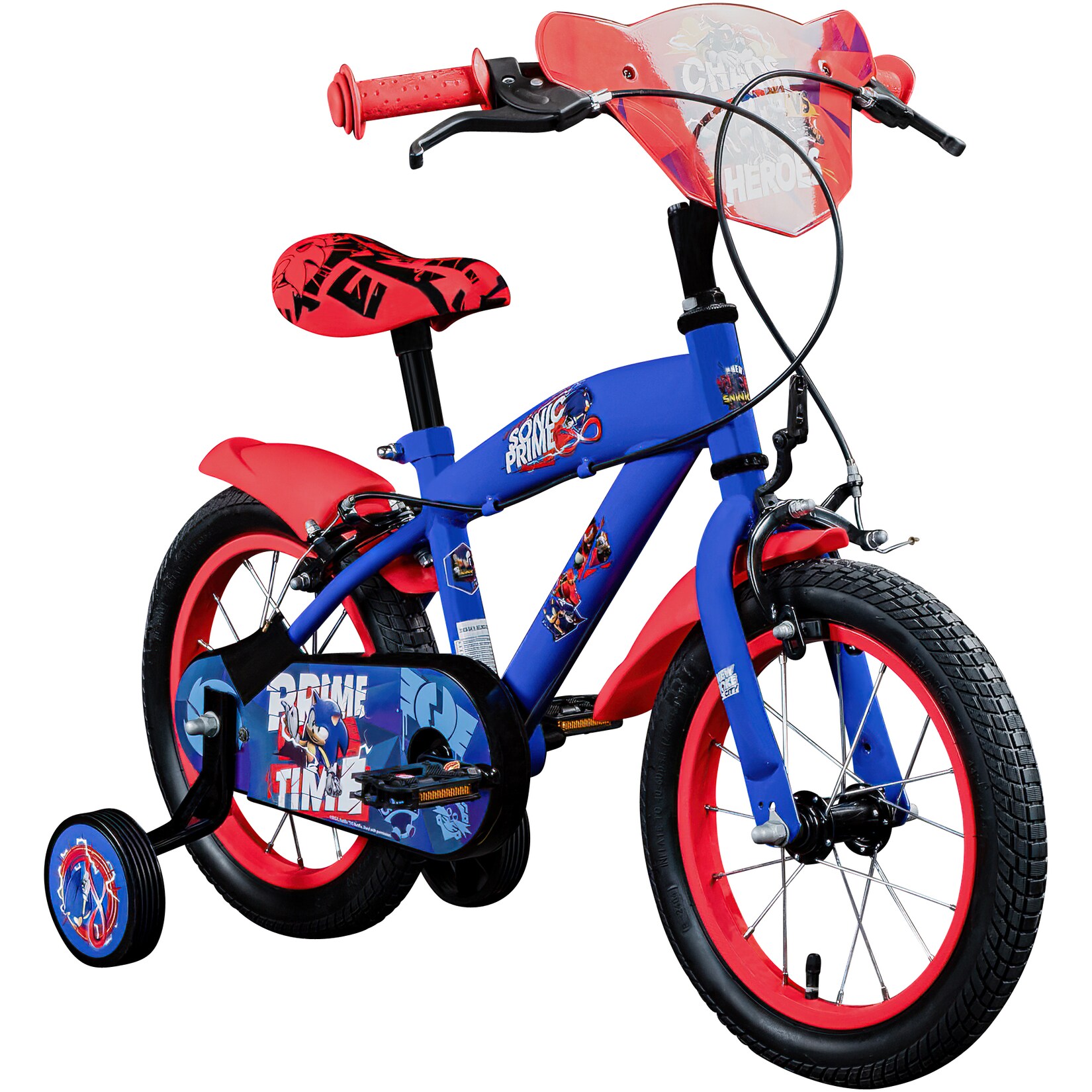 Sonic Kinderfahrrad 14 Zoll Jungen Mädchen 100 - 115 cm Fahrrad ab ca. 3,5 Jahre mit Stützräder und V-Brakes