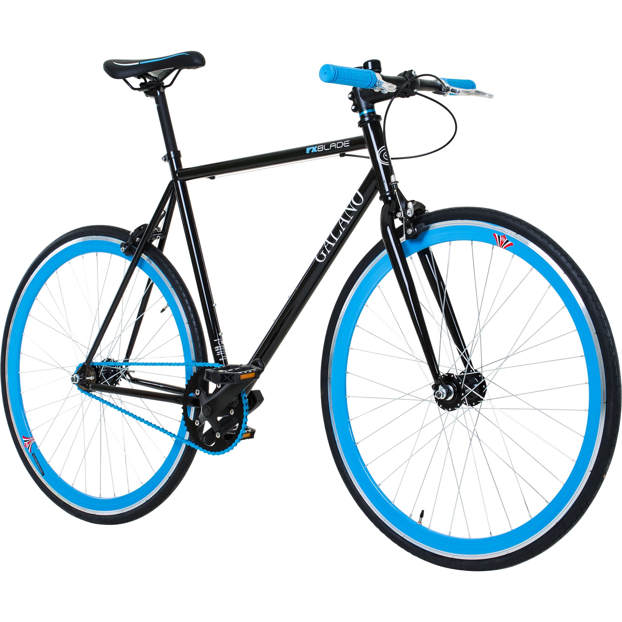 Galano Blade Fixie Fahrrad 28 Zoll Singlespeed 165 - 195 cm retro Urban Bike mit Flip Flop Nabe f&uuml;r Fixed Gear und Freilauf schwarz/blau 53 cm 