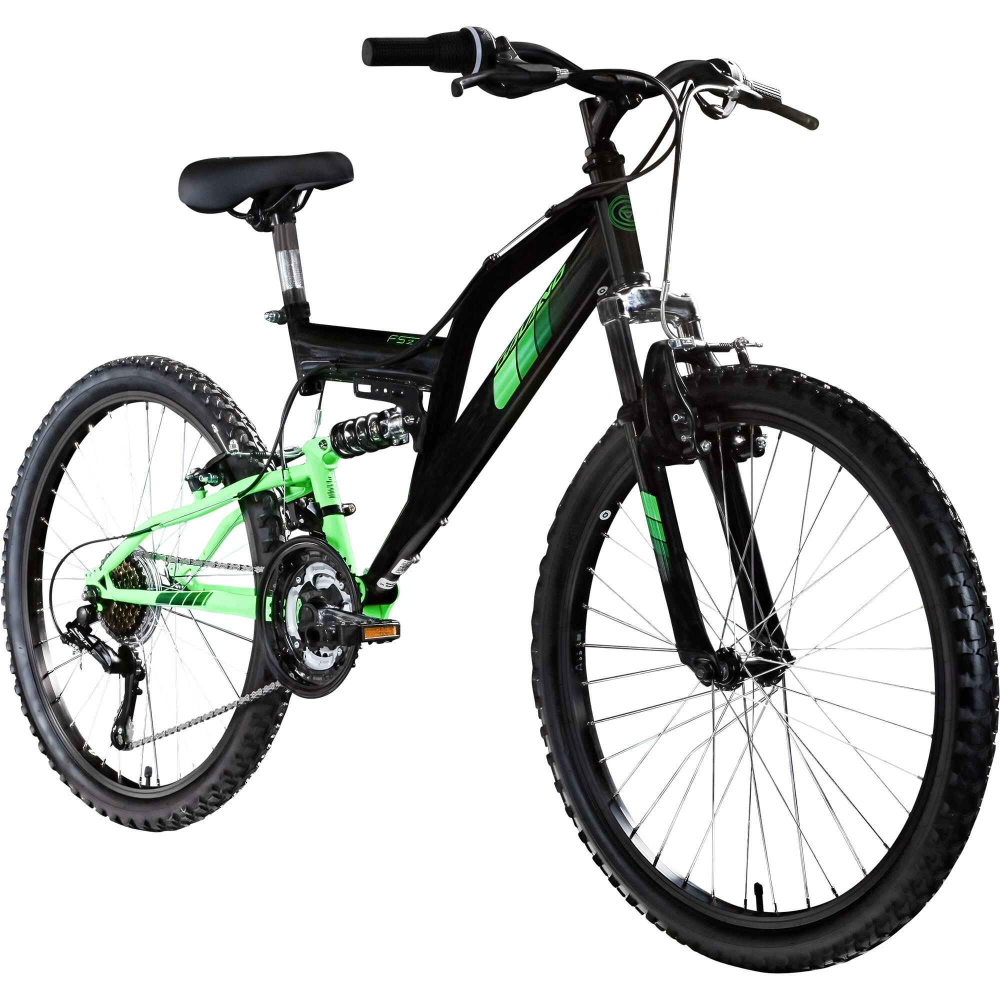 Galano FS240 Jugendfahrrad 24 Zoll Mountainbike ab 8 Jahre 130 - 145 cm 21 G&auml;nge schwarz/gr&uuml;n 