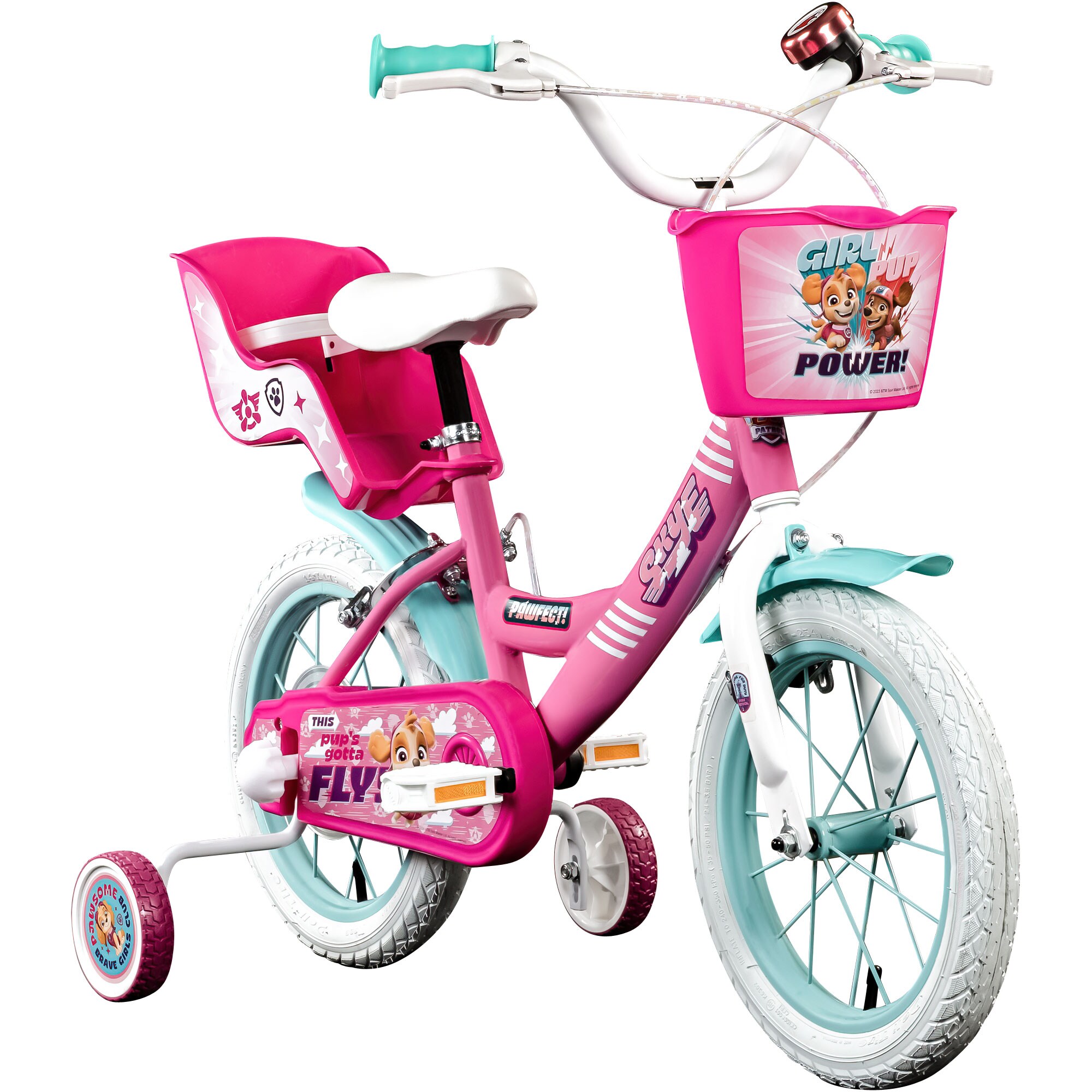 Paw Patrol Skye Everest Kinderfahrrad 14 Zoll Fahrrad f&uuml;r 100-115 cm Gr&ouml;&szlig;e leichtes Kinder Fahrrad 3 Jahre mit St&uuml;tzr&auml;der 