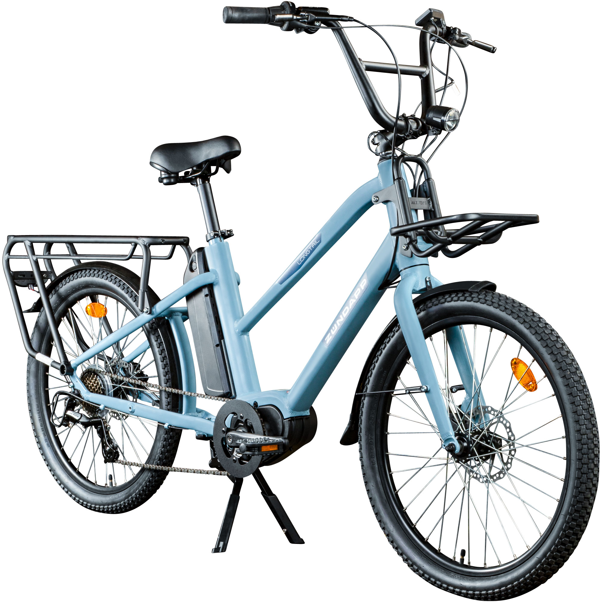 Z&uuml;ndapp Longtail M400 E Bike Lastenrad bis 180 kg 24 Zoll Elektrofahrrad 160-195 cm Mittelmotor Cargo Elektro Fahrrad 7 G&auml;nge Pedelec 