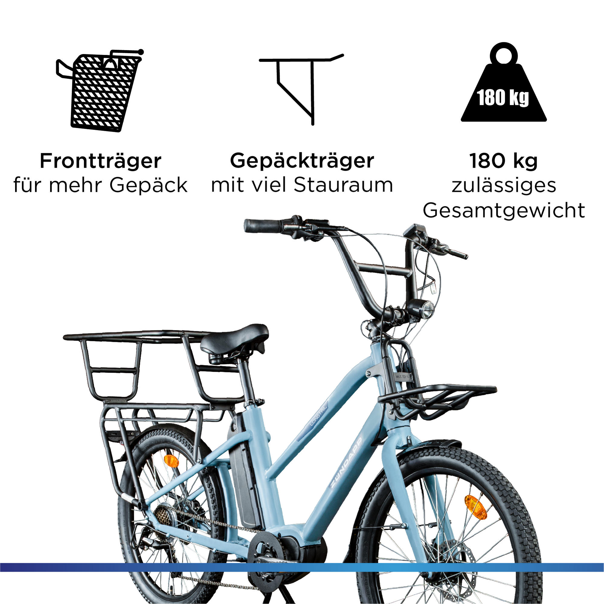 Zndapp Longtail M400 E Bike Lastenrad bis 180 kg 24 Zoll Elektrofahrrad  160-195 cm Mittelmotor Cargo Elektro Fahrrad 7 Gnge Pedelec bei Marktkauf  online bestellen