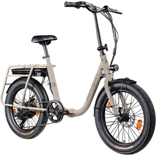 Remington FR 1.0 E Bike 20 Zoll Pedelec Klapprad Damen oder Herren 160-200 cm Elektrofahrrad 250 W 7 Gang beige 