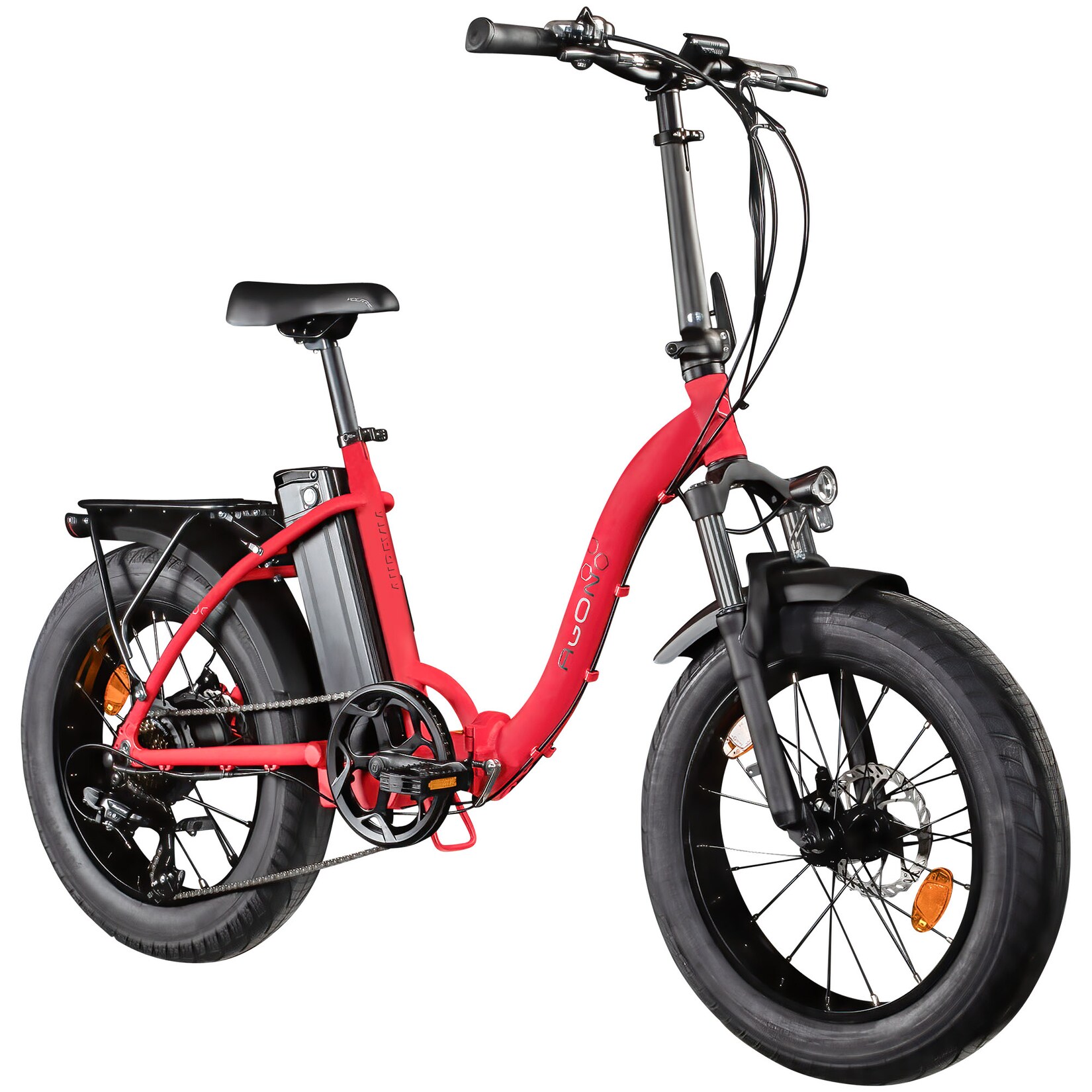 Aurevia E Bike Klapprad 20 Zoll Pedelec für Damen Herren 155 - 195 cm Elektrofahrrad Faltrad 7 Gang Fatbike StVZO rot