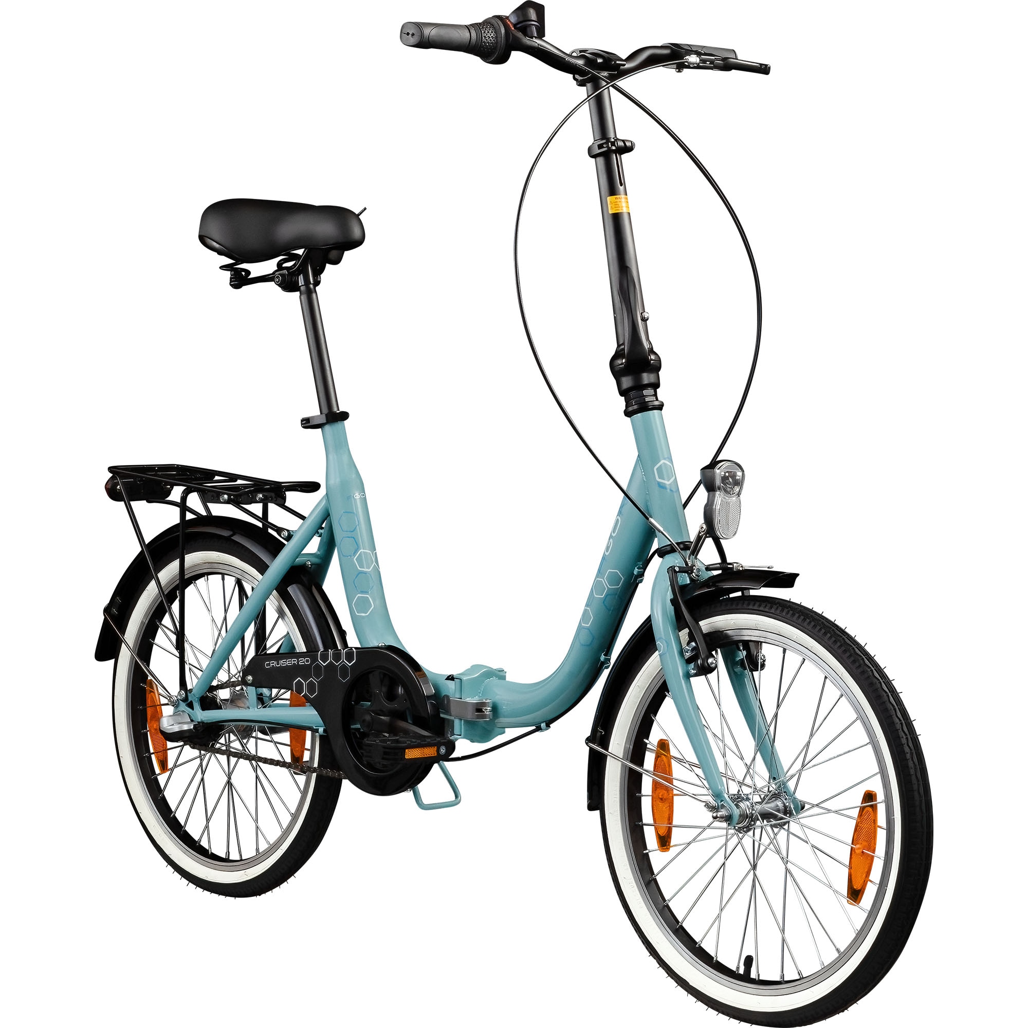 Agon Cruiser 20 Zoll Klapprad f&uuml;r Damen und Herren 150 - 185 cm Klappfahrrad Faltrad StVZO Faltfahrrad Erwachsene tiefer Einstieg 