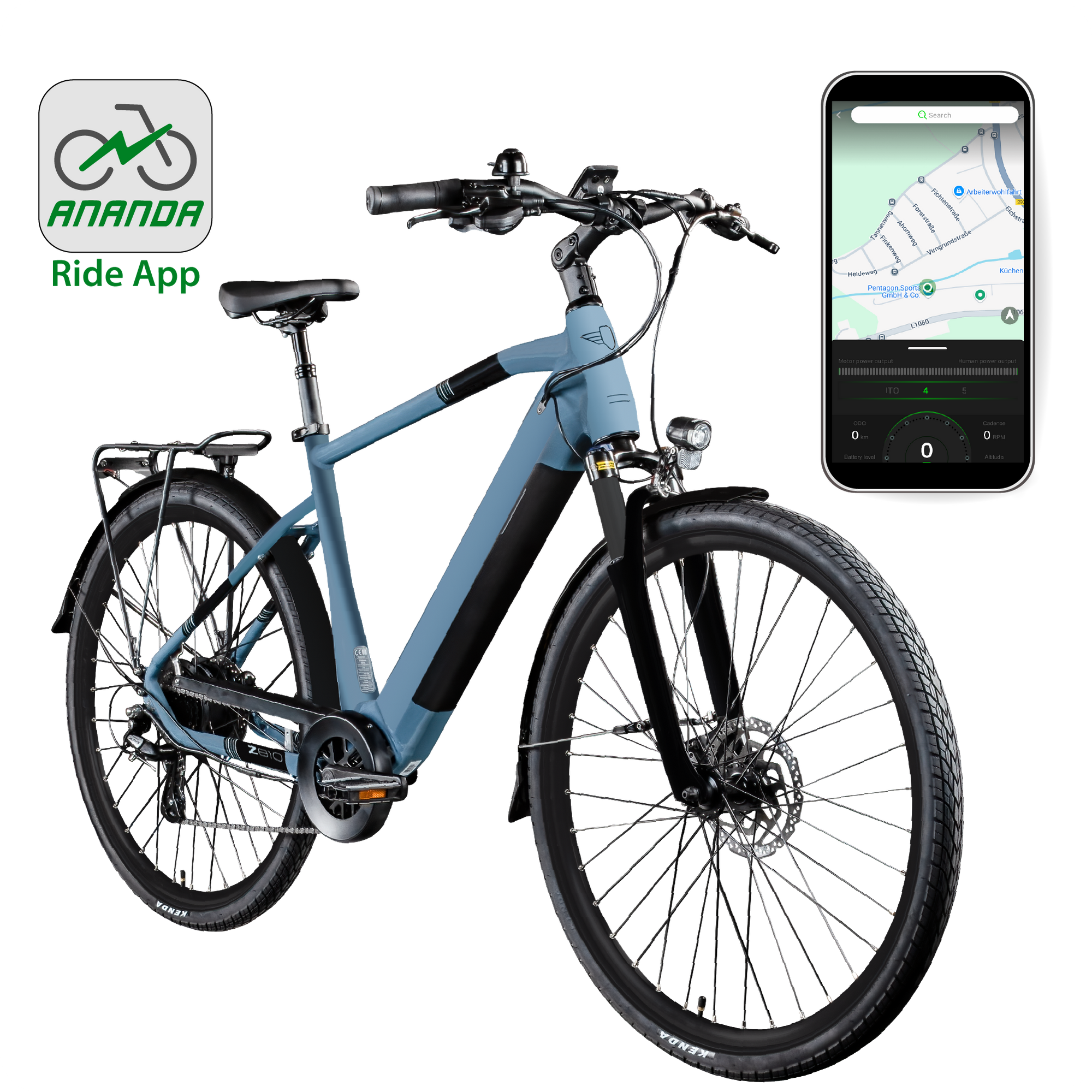 Z&uuml;ndapp Z810 E Bike Trekkingrad Herren ab 175 cm mit 8 G&auml;ngen Beleuchtung StVZO Elektrofahrrad 550 Wh brilliantblau 52 cm 