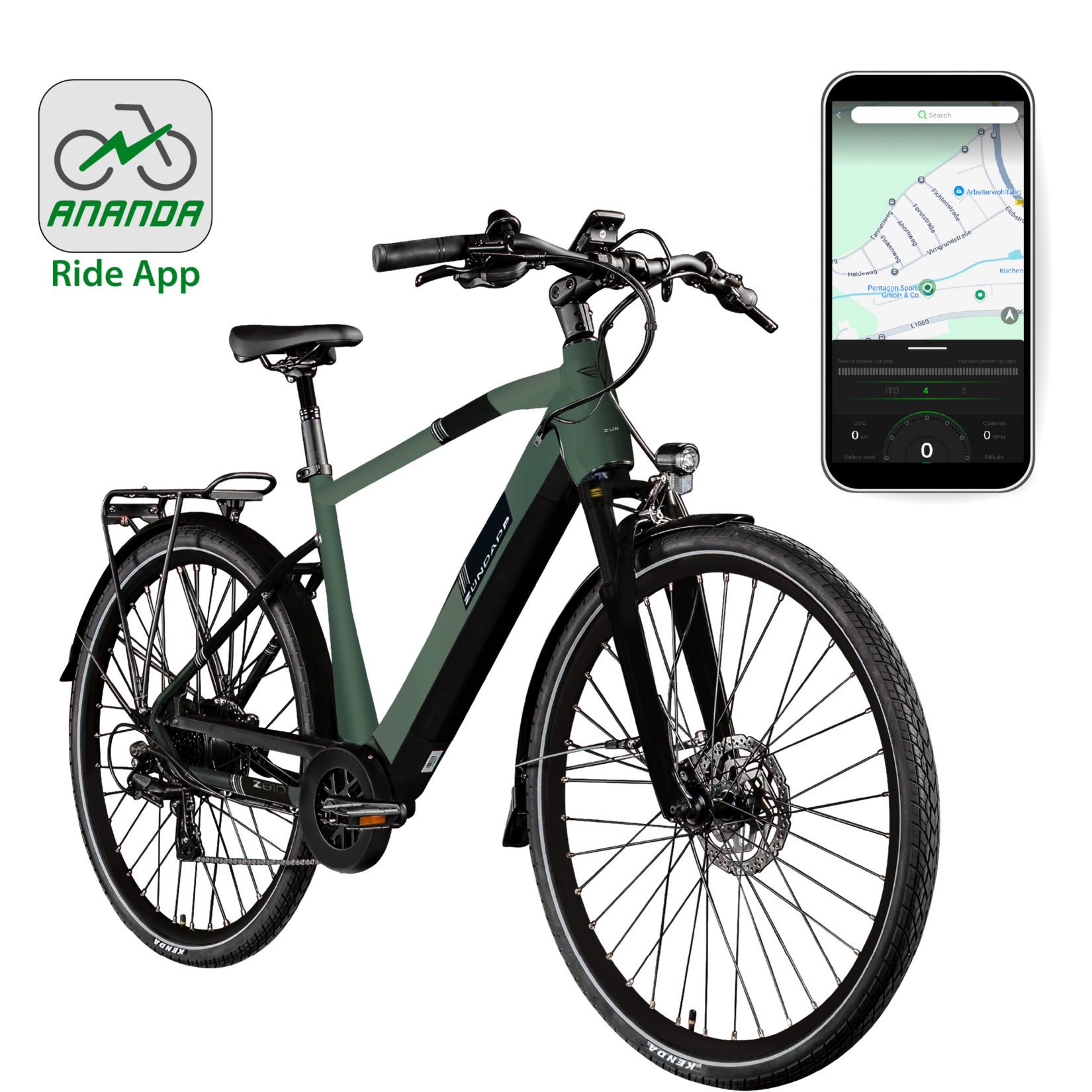 Z810 E Bike Trekkingrad Herren ab 75 cm mit ängen Beleuchtung StVZO Elektrofahrrad 550 Wh dunkelgrün metallic