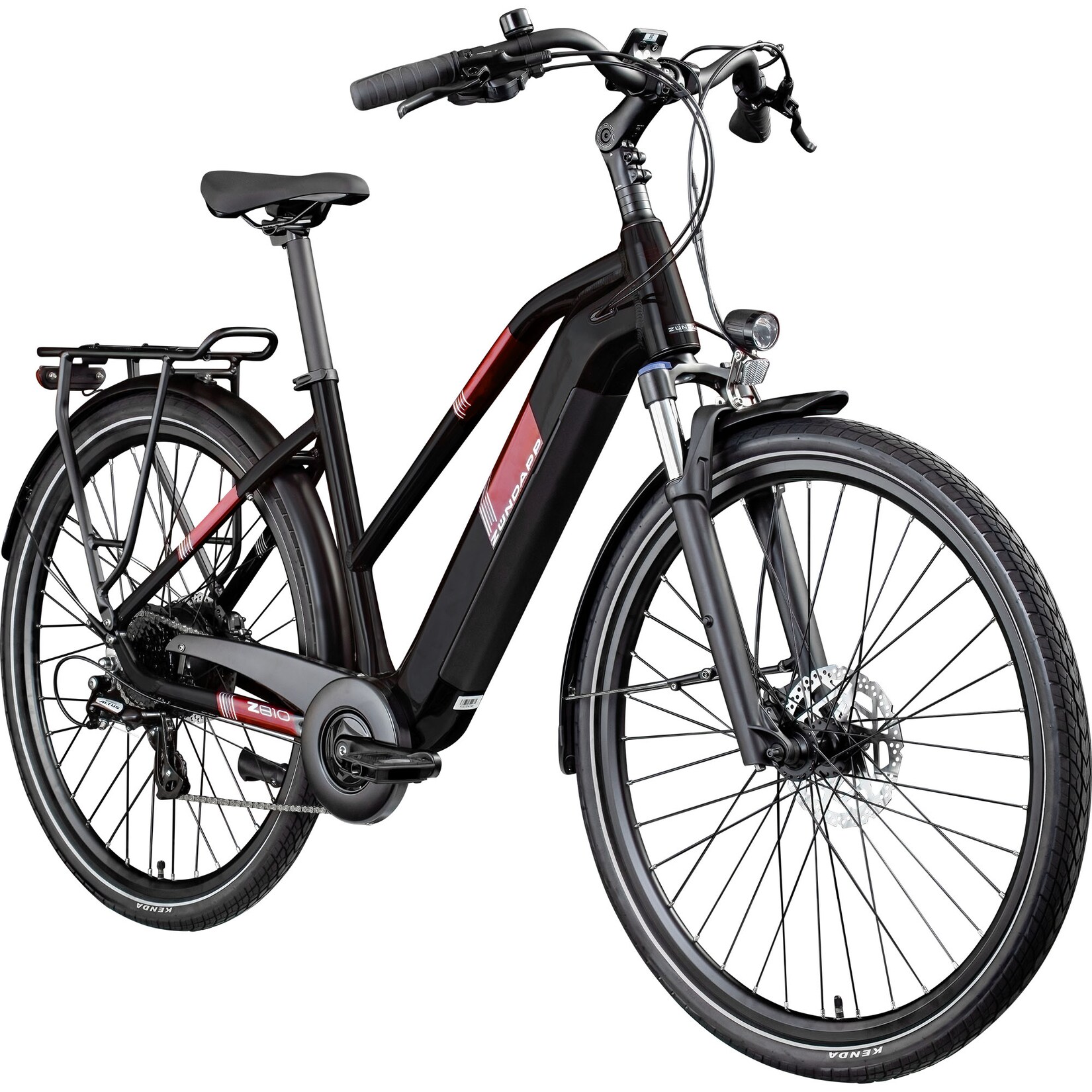 Z810 E Bike Damen Trekkingrad ab 155 cm mit ängen Beleuchtung StVZO Elektrofahrrad 550 Wh schwarz/rot 50 cm