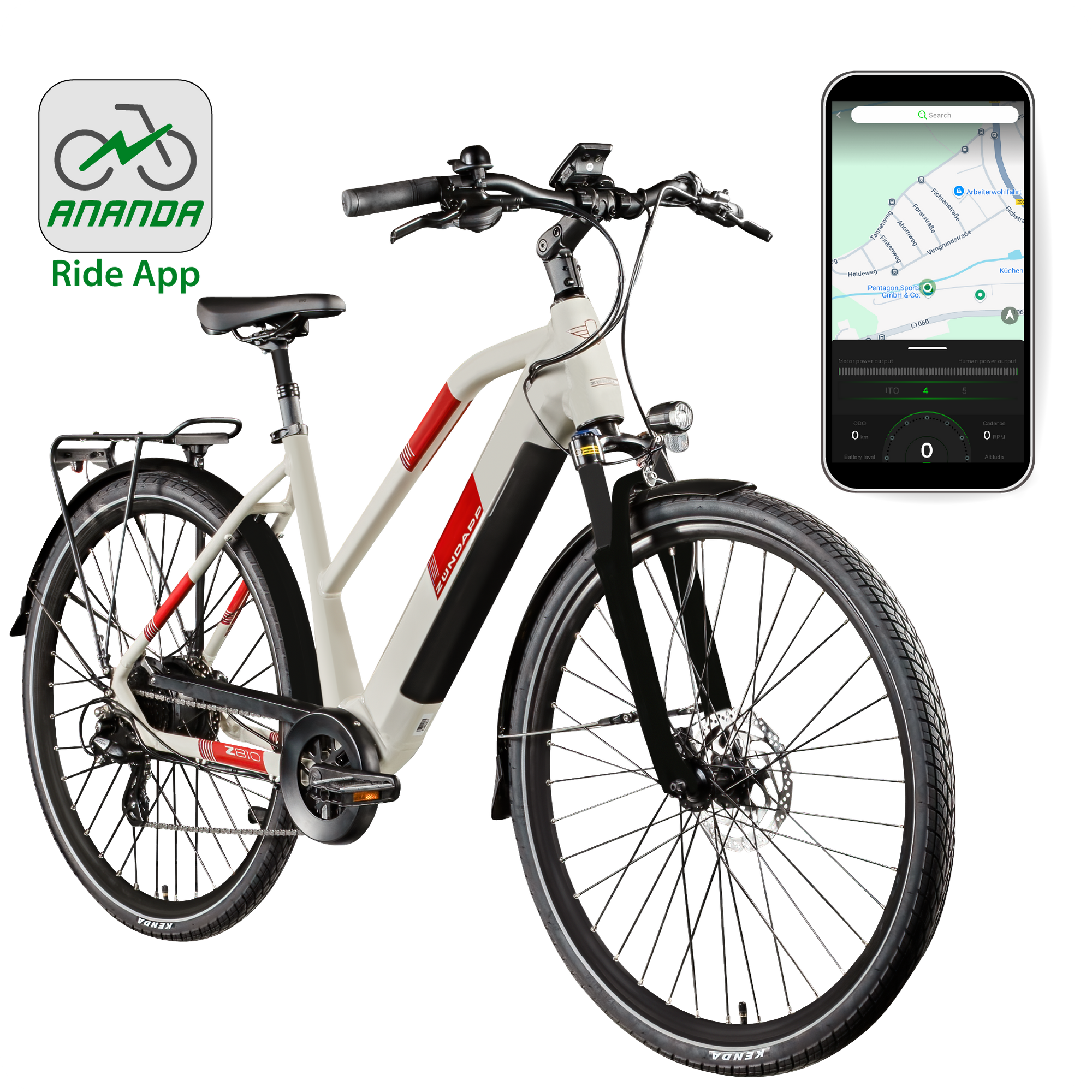 Z&uuml;ndapp Z810 E Bike Damen Trekkingrad ab 155 cm mit 8 G&auml;ngen Beleuchtung StVZO Elektrofahrrad 550 Wh antique white 50 cm 
