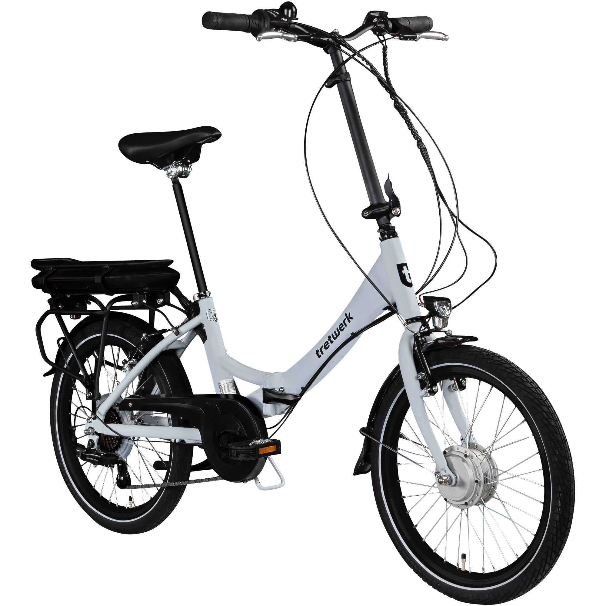 Tretwerk Chioni E Bike Faltrad 20 Zoll Elektrofahrrad Damen Herren 145 - 175 cm Pedelec Klapprad wei&szlig; 