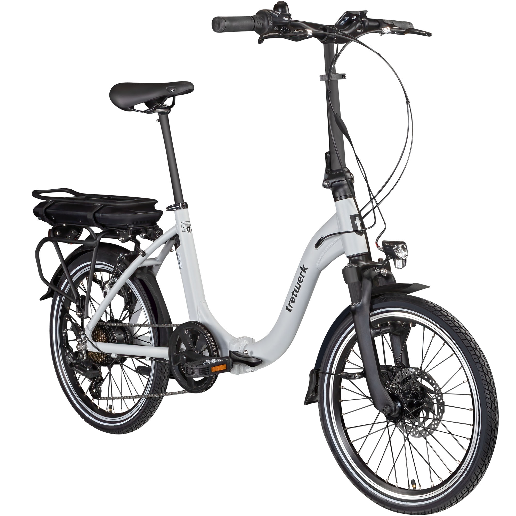 Tretwerk Matala E Bike Faltrad 20 Zoll Elektrofahrrad Damen Herren 145 - 175 cm silber 