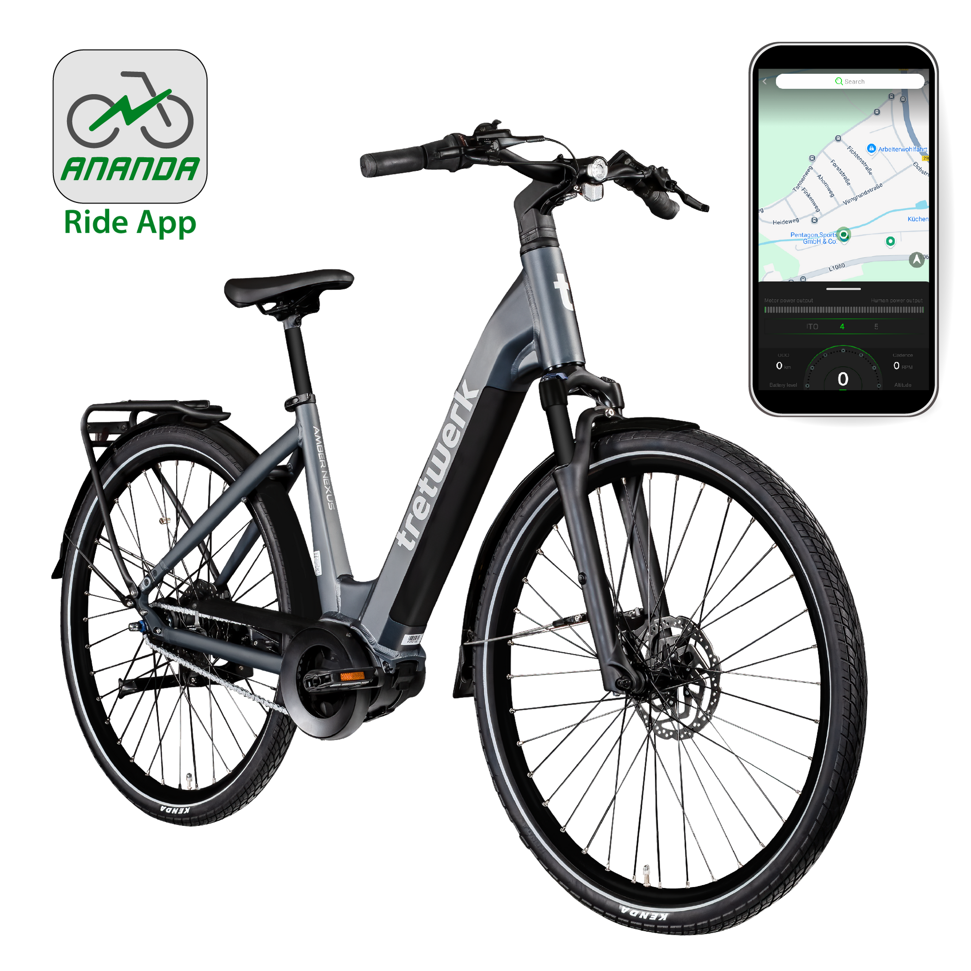 Tretwerk Amber Nexus E Bike Damen 28 Zoll Elektrofahrrad 155 - 185 cm Hollandrad Tiefeinsteiger anthrazit 48 cm 