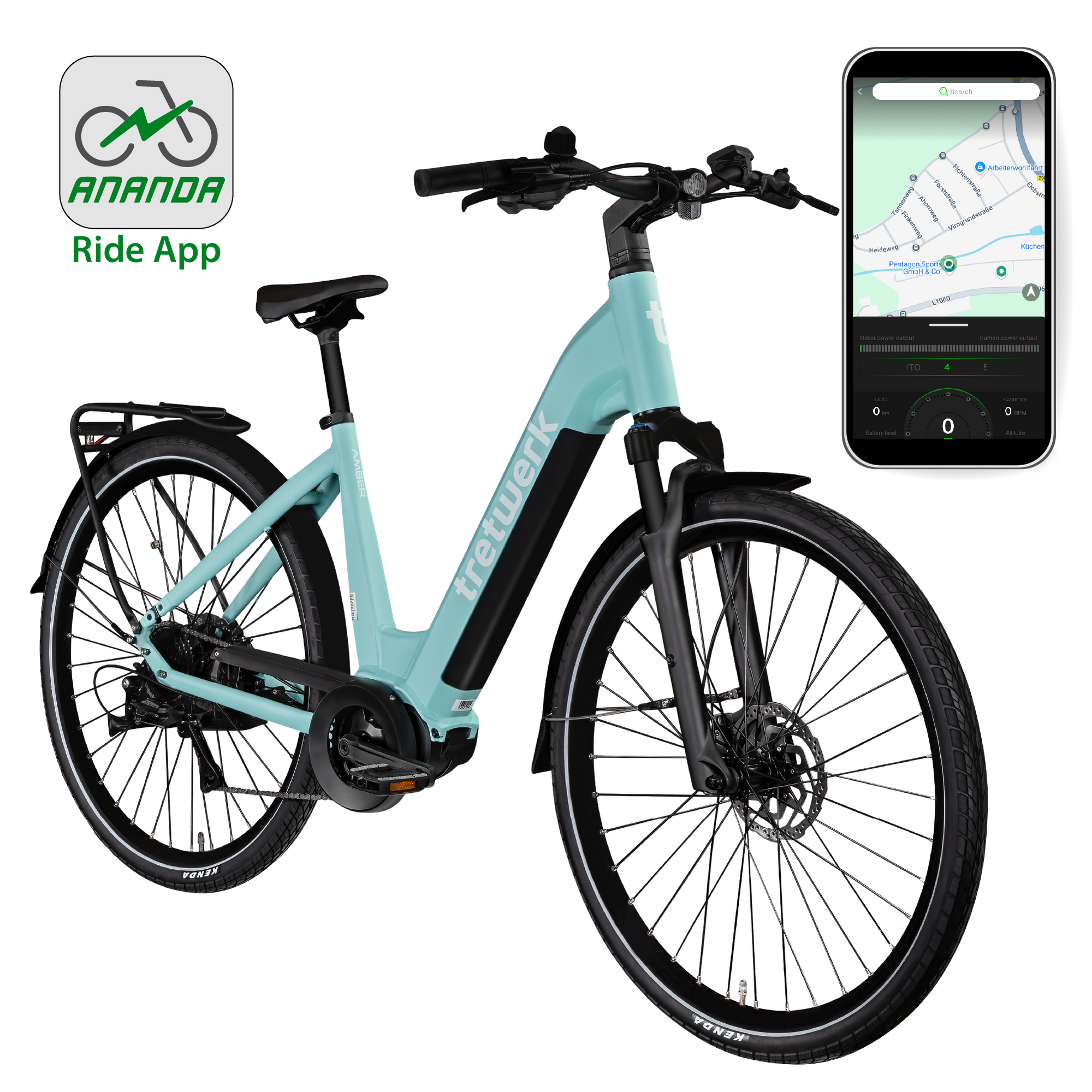 Tretwerk Amber E Bike Damen 28 Zoll Elektrofahrrad 155 - 185 cm Hollandrad hellgr&uuml;n 48 cm 