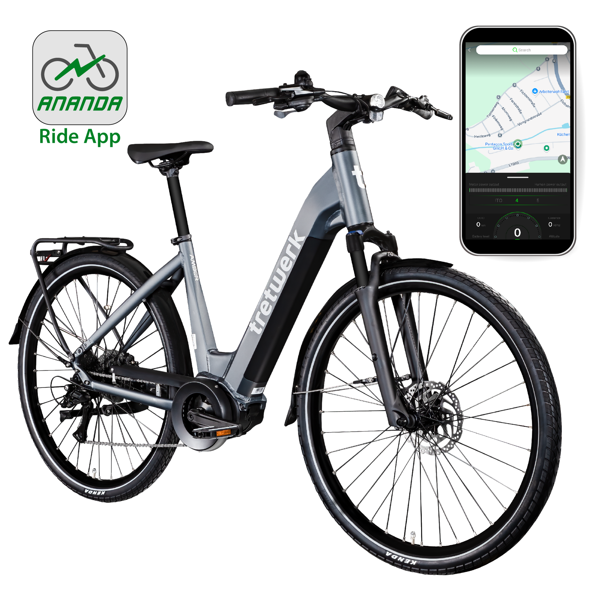 Tretwerk Amber E Bike Damen 28 Zoll Elektrofahrrad 155 - 185 cm Hollandrad anthrazit 48 cm 