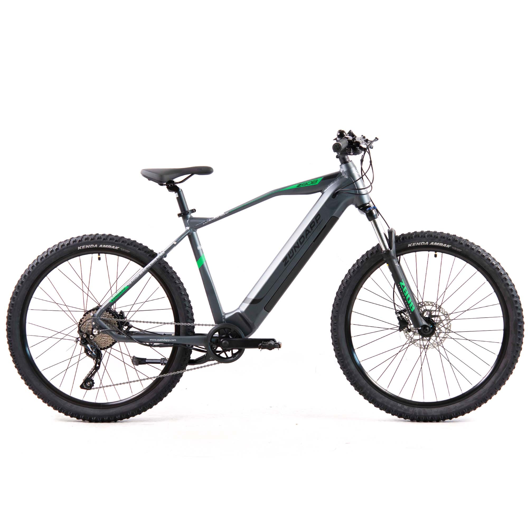 Z&uuml;ndapp Z808 E-Mountainbike f&uuml;r Damen und Herren ab 155 cm E Bike 27,5 Zoll EMTB grau/gr&uuml;n 50 cm 