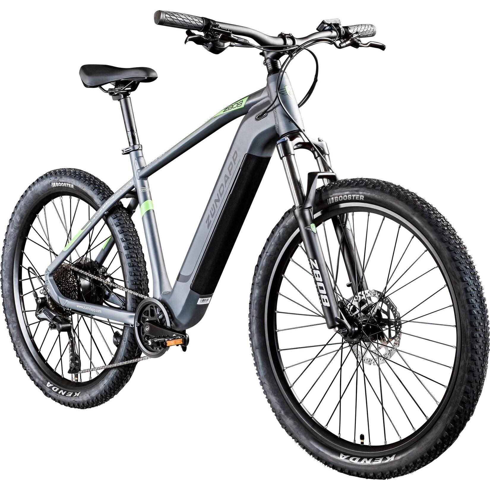 Z808 E-Mountainbike für Damen und Herren ab 155 cm E Bike 27,5 Zoll EMTB grau/grün 50 cm