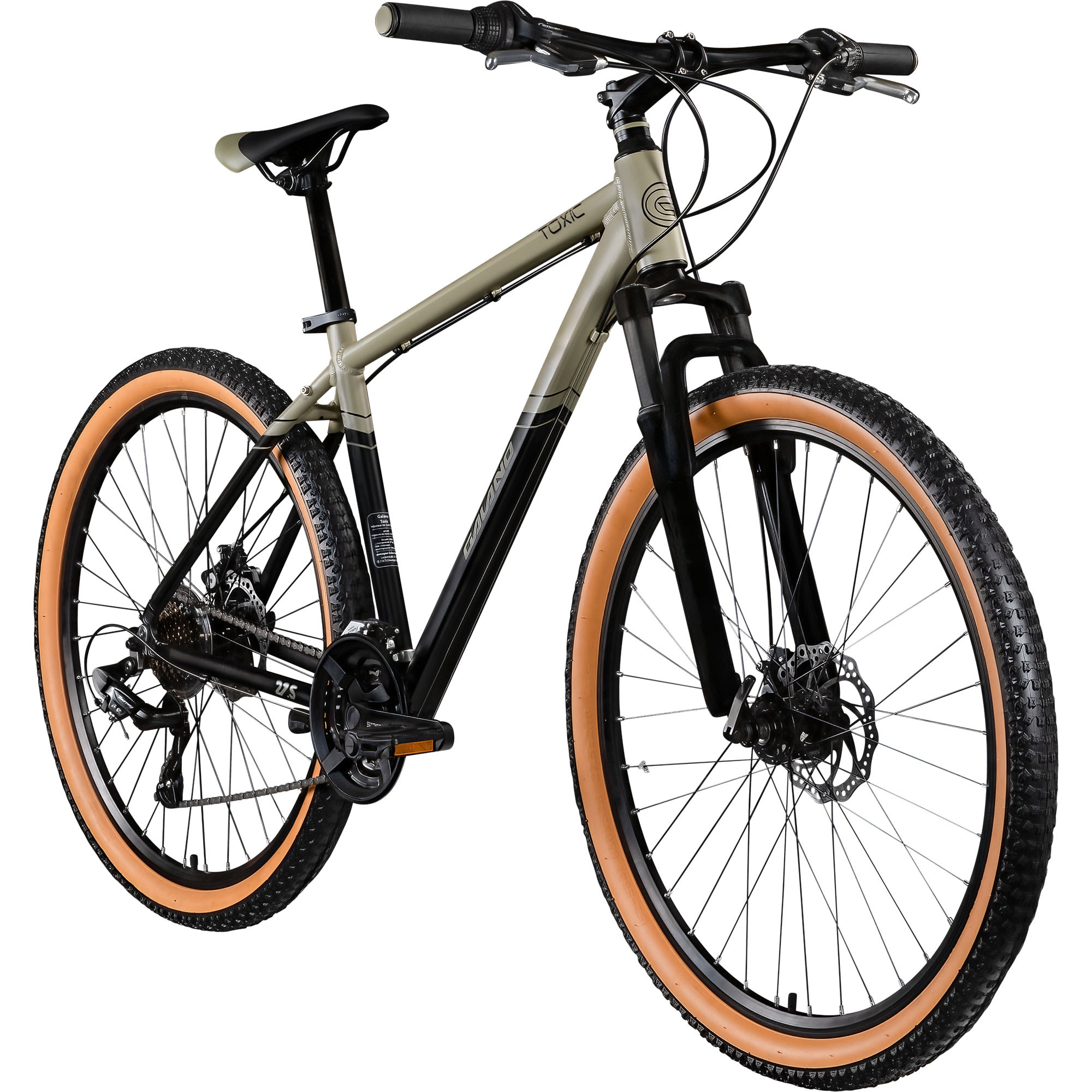 Galano Toxic 27,5 Zoll Mountainbike Hardtail 165 - 190 cm MTB f&uuml;r Damen und Herren schwarz beige 46 cm 